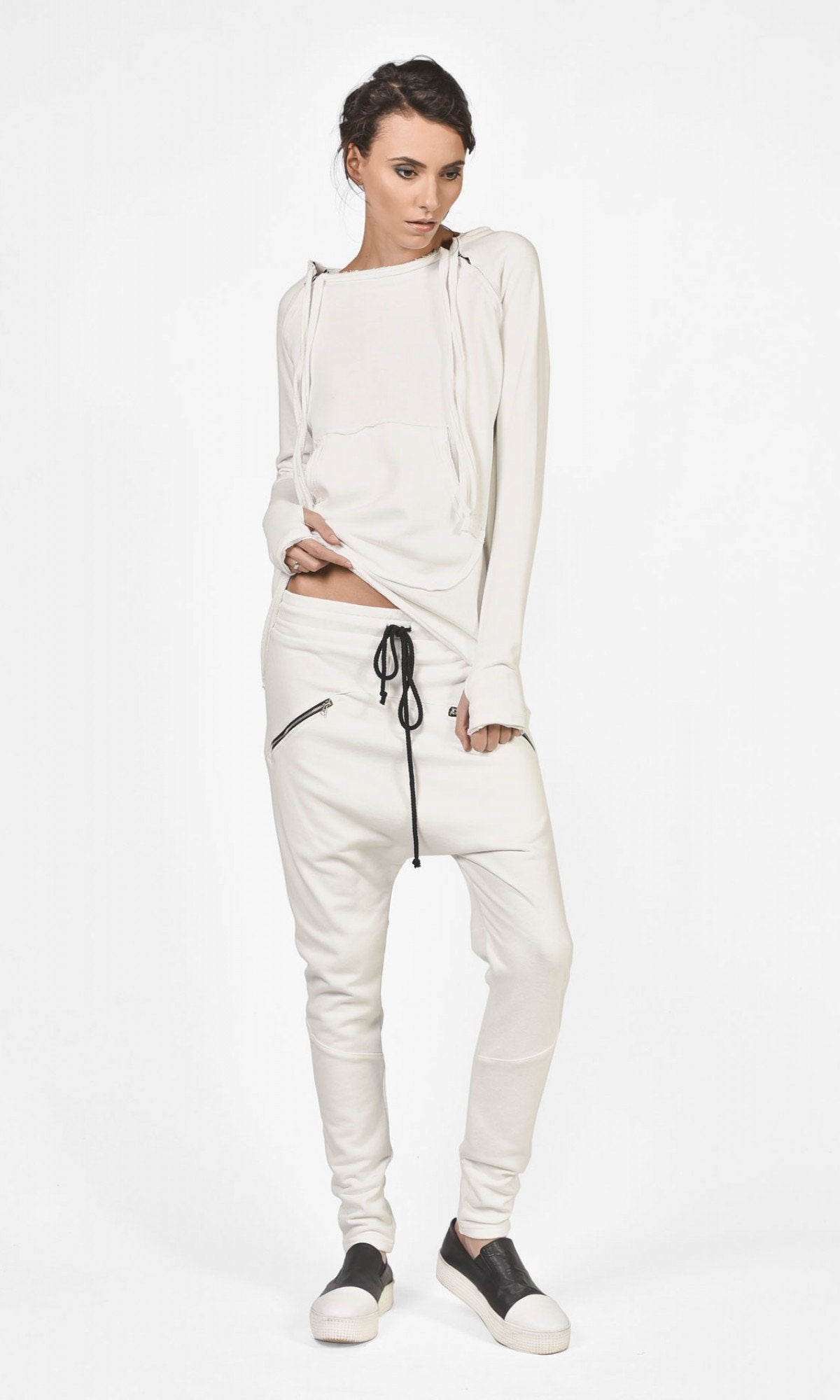 Drop Crotch Pants With Zipper Pockets - AAKASHA