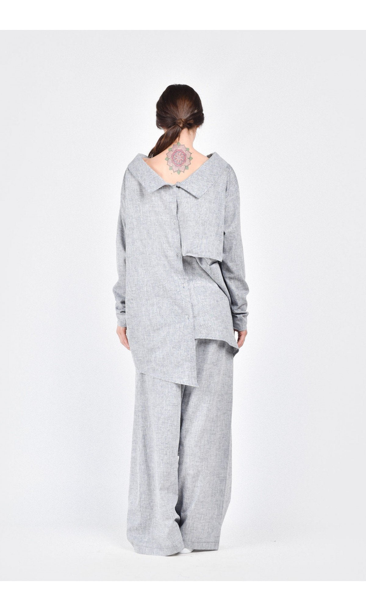 Asymmetric Multi-way Linen Shirt - AAKASHA