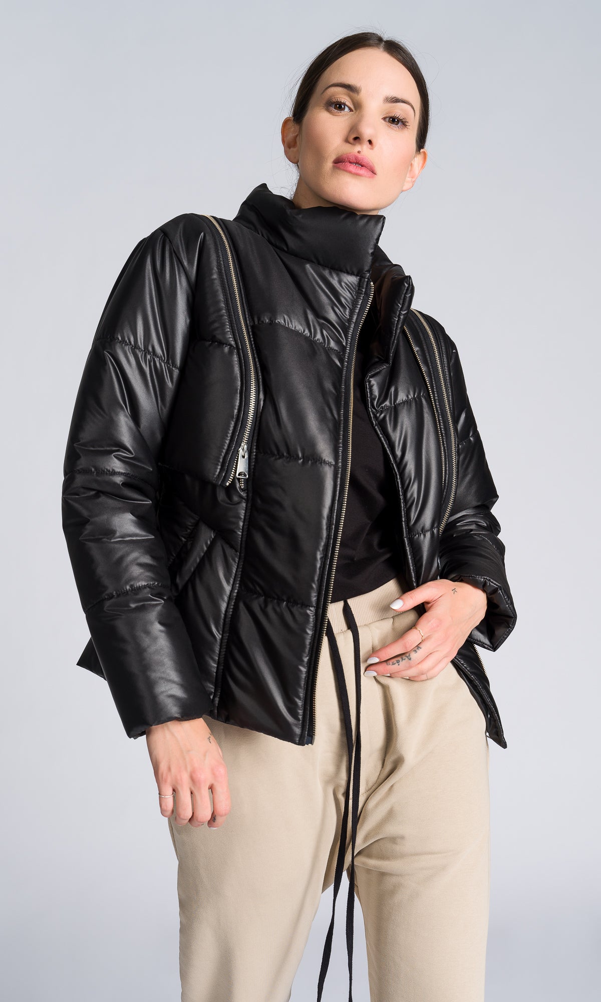 Quilted Jacket with Detachable Sleeves - AAKASHA