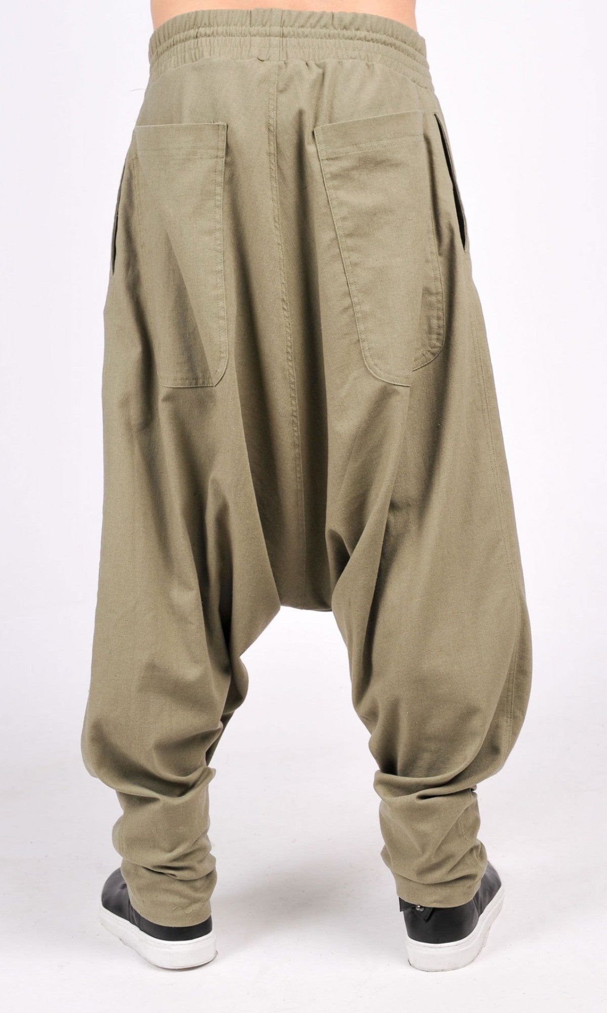 Drop Crotch Linen Harem Pants - AAKASHA