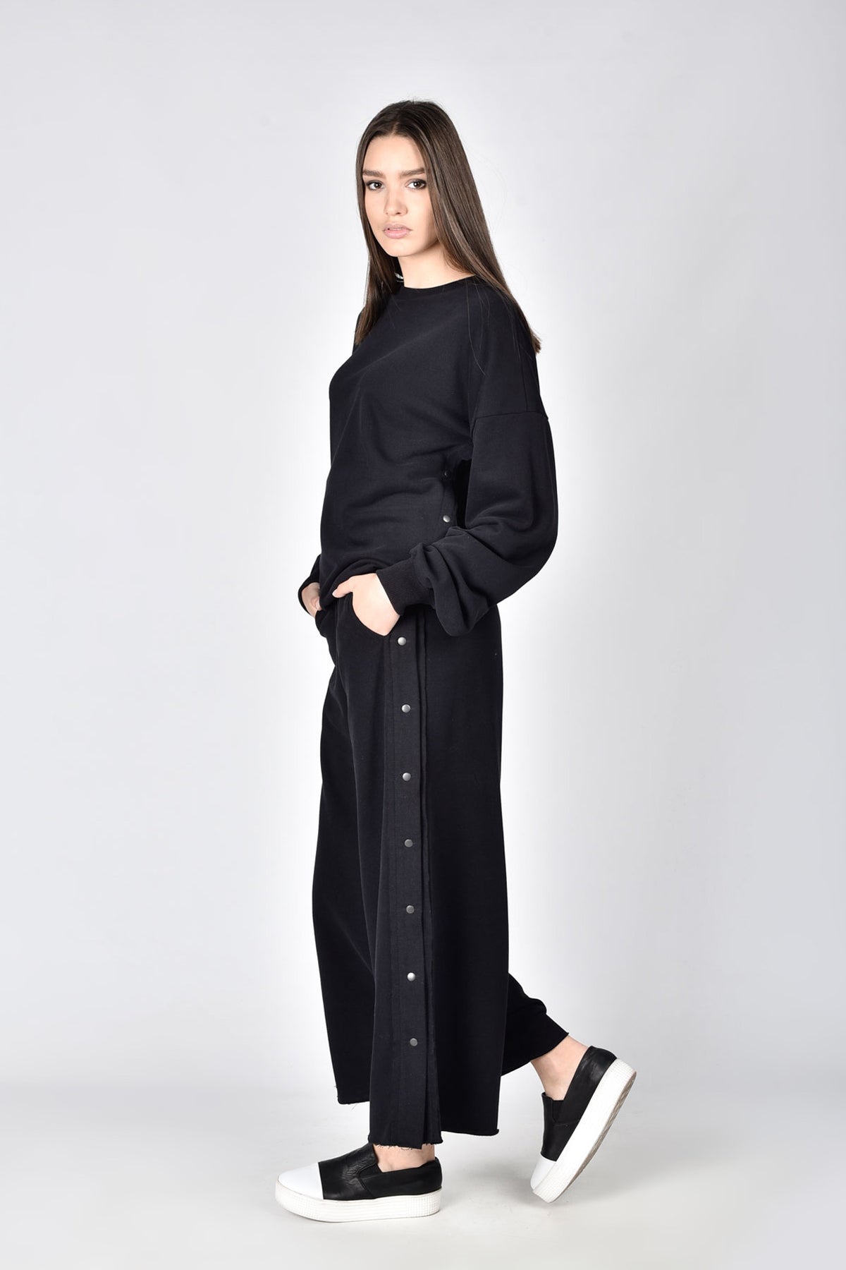 Chemisier grande taille en coton boutonné , haut ample oversize en French Terry