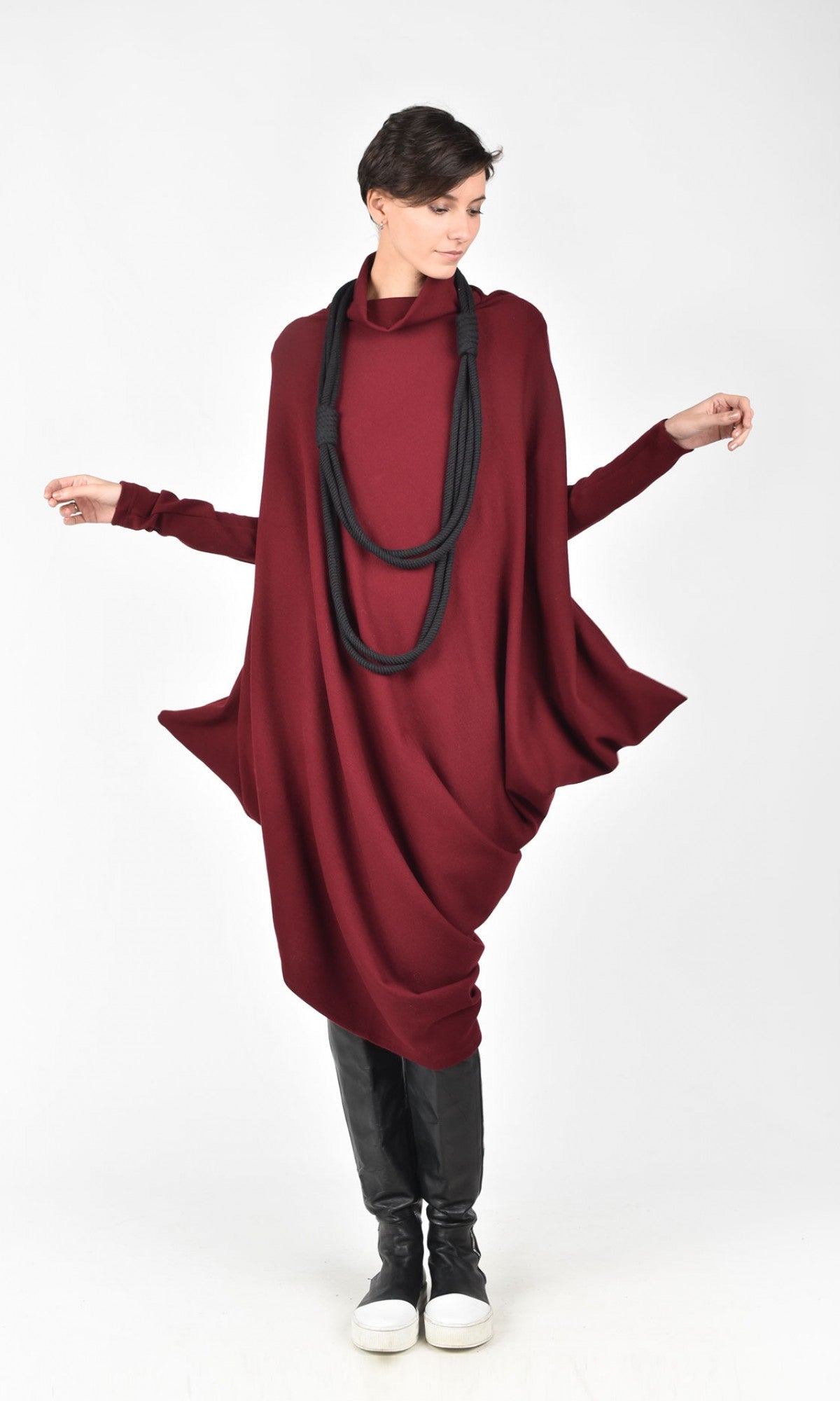 Asymmetric Knit Tunic Dress - AAKASHA