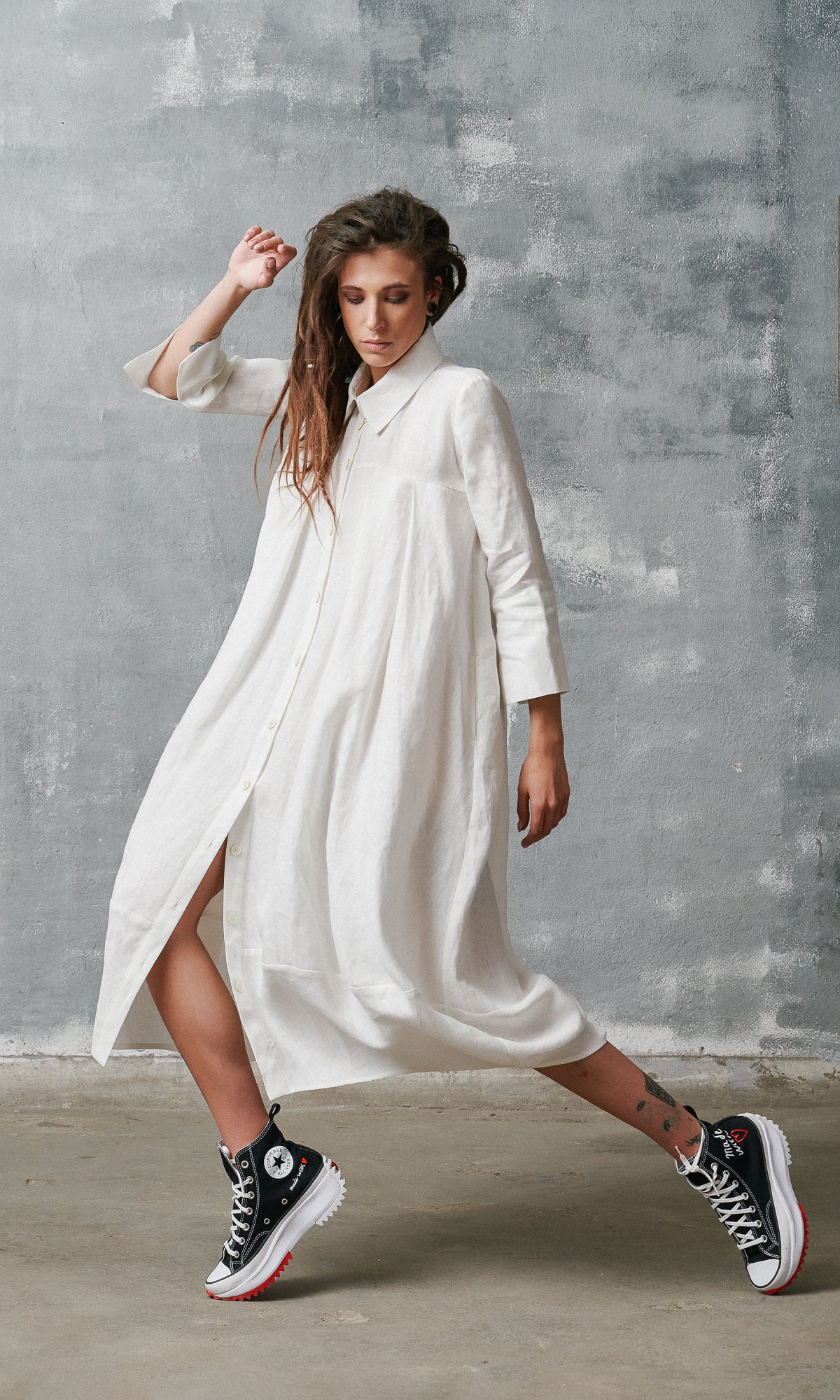 Cocoon Linen Shirt Dress - AAKASHA