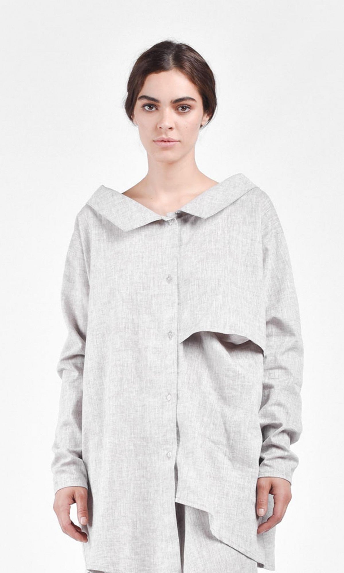 Asymmetric Multi-way Linen Shirt - AAKASHA