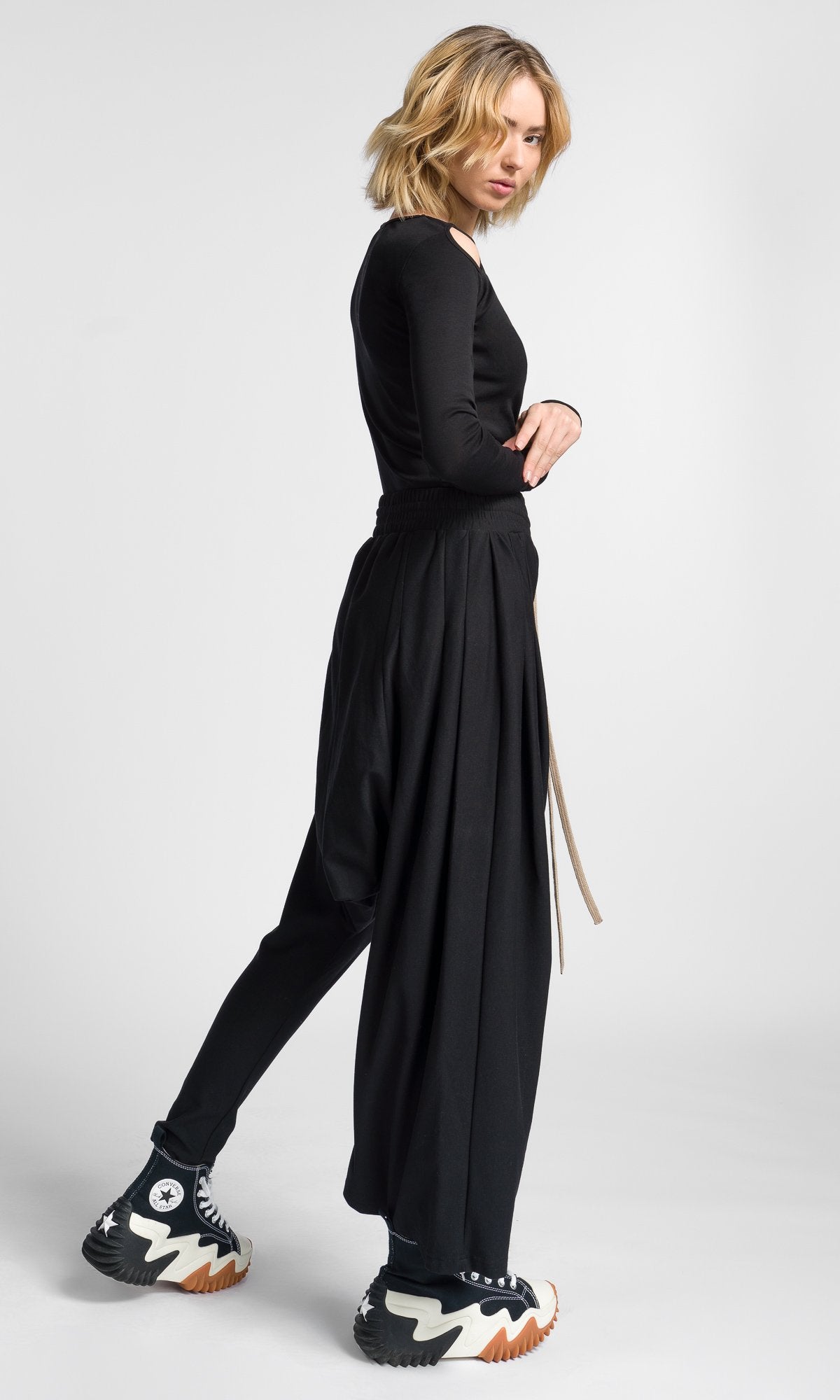 Asymmetric Leg Cotton Pants