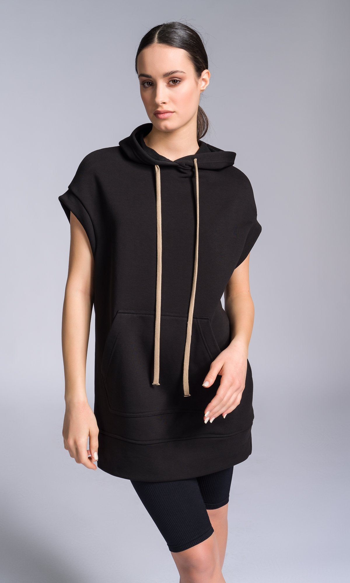 Drop Shoulder Sleeveless Hoodie - AAKASHA