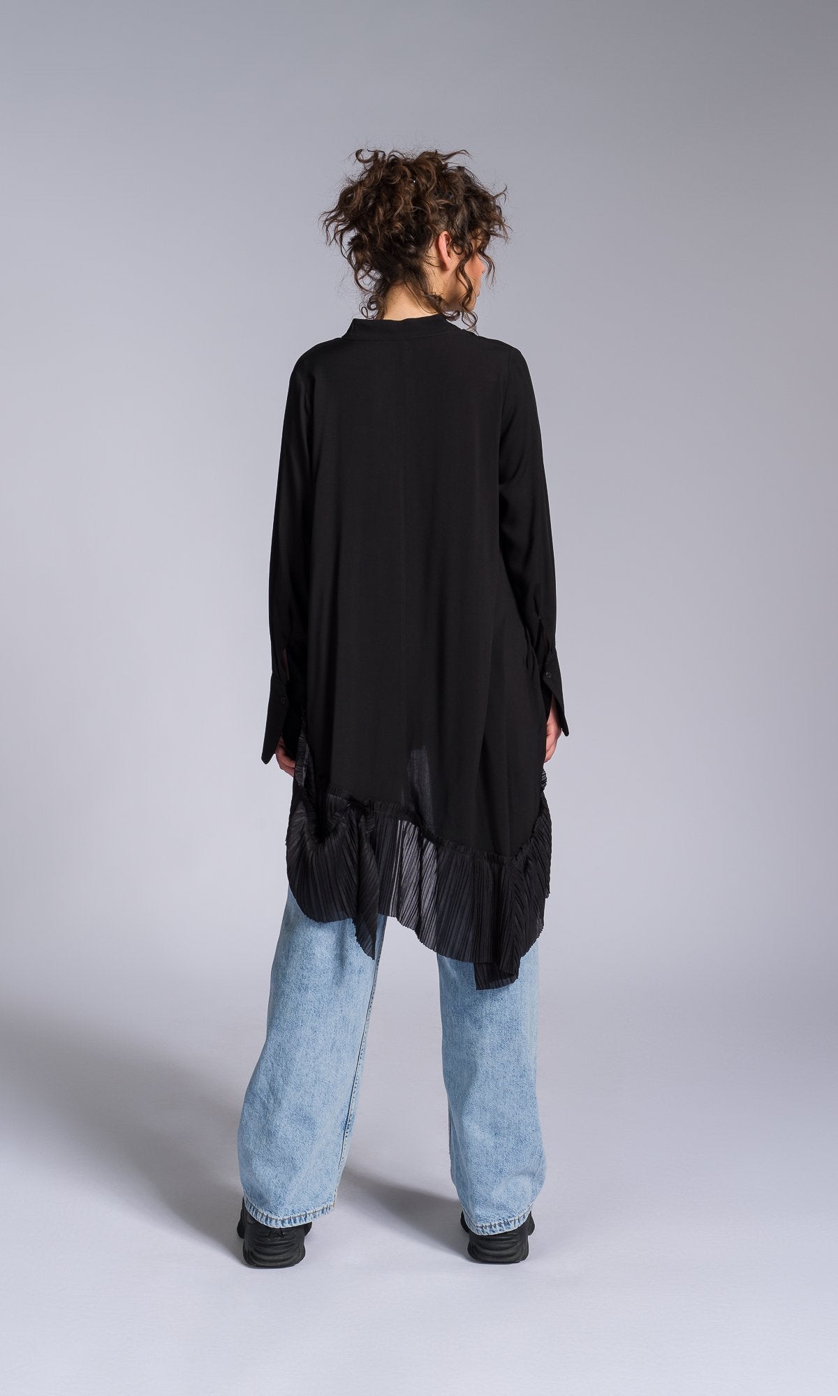 Pleated Hem Asymmetric Shirt - AAKASHA