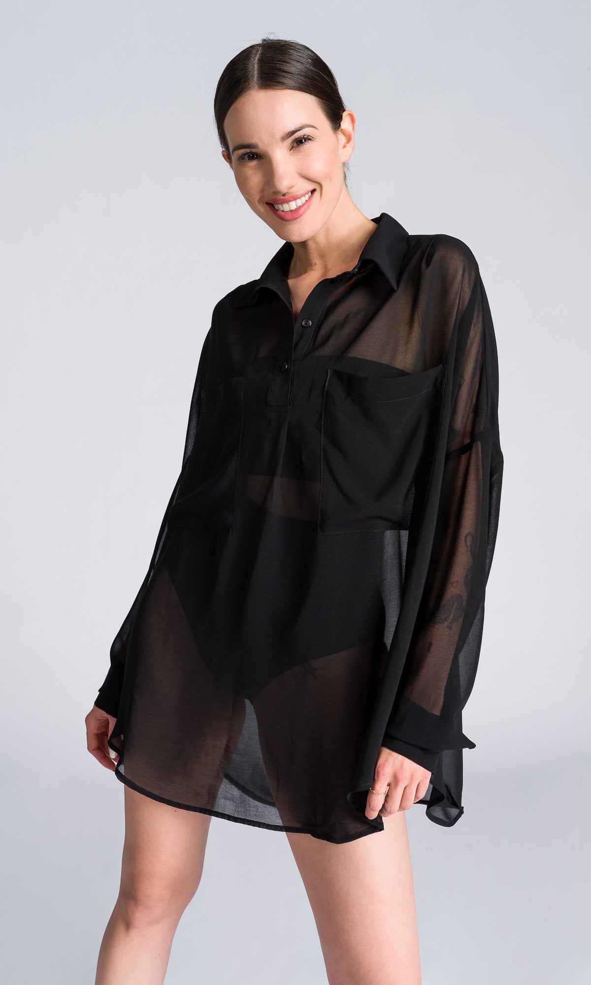 Longline Sheer Chiffon Shirt - AAKASHA