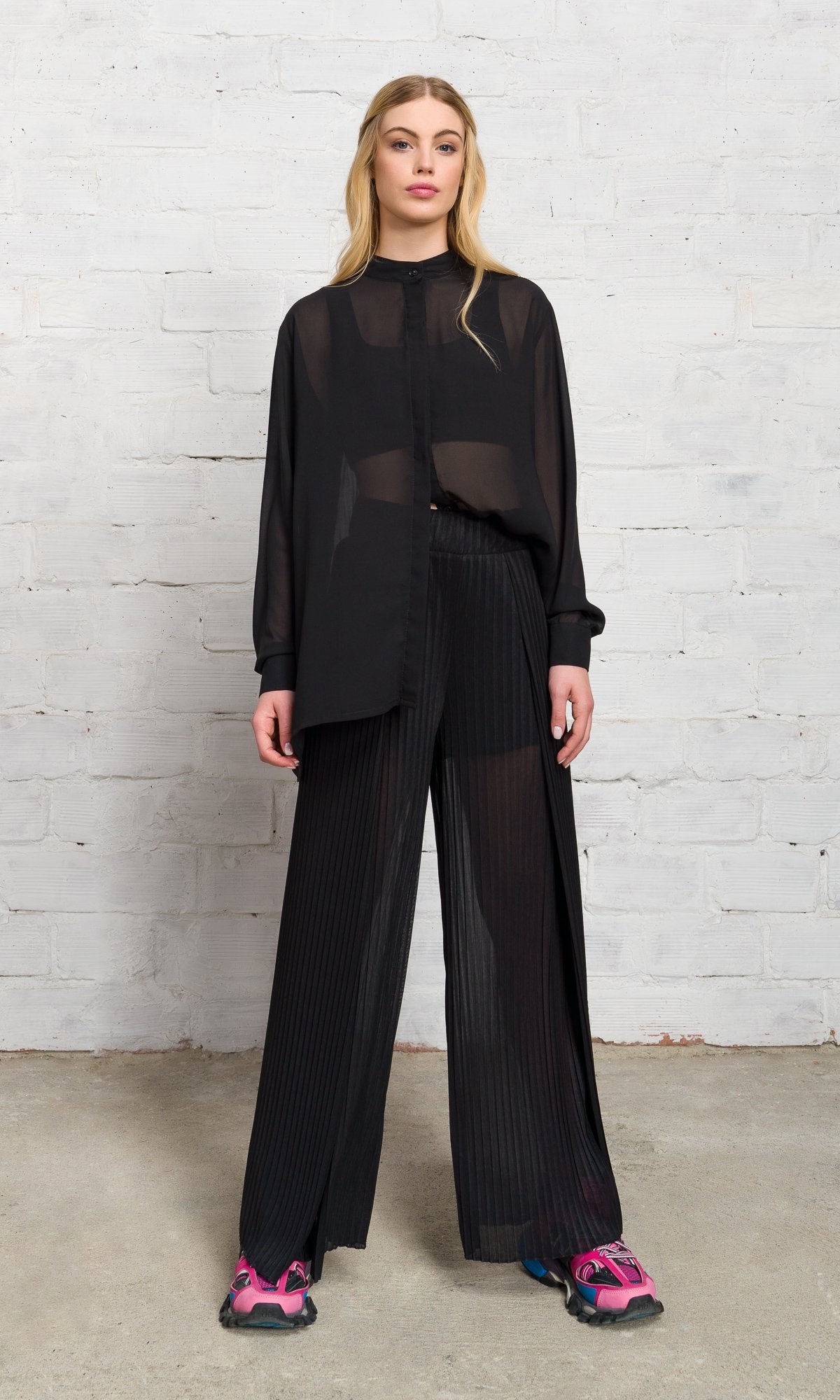 Pleated Back Sheer Shirt - AAKASHA