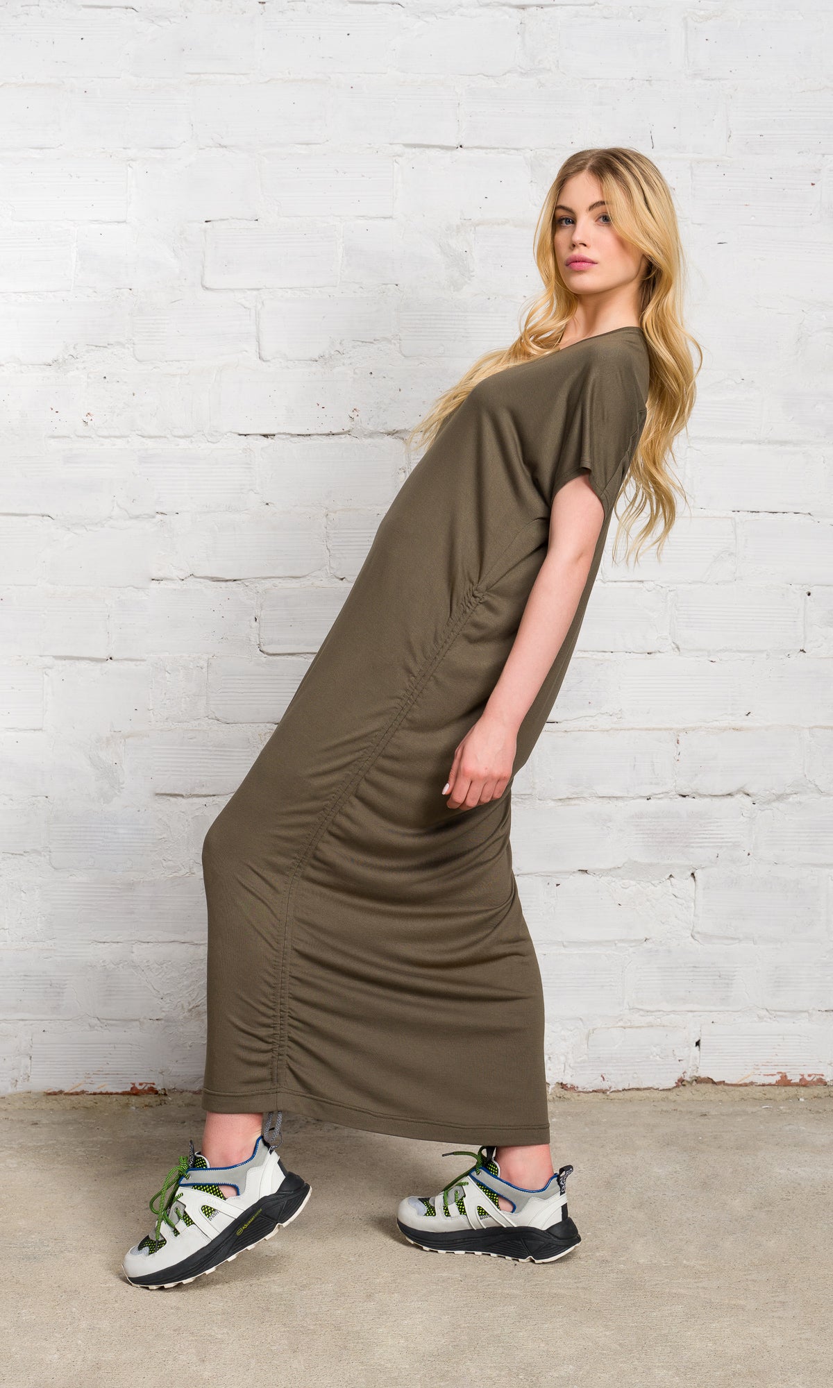 Casual Maxi Dress with Adjustable Drawstring - AAKASHA