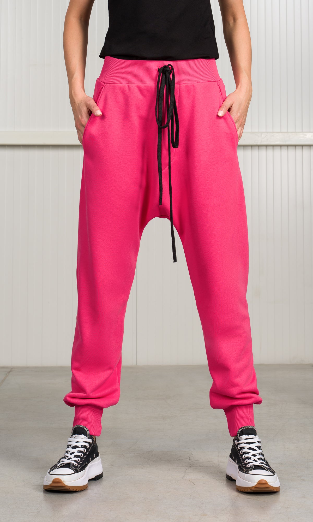 Cuffed Joggers With Ribbed Details
