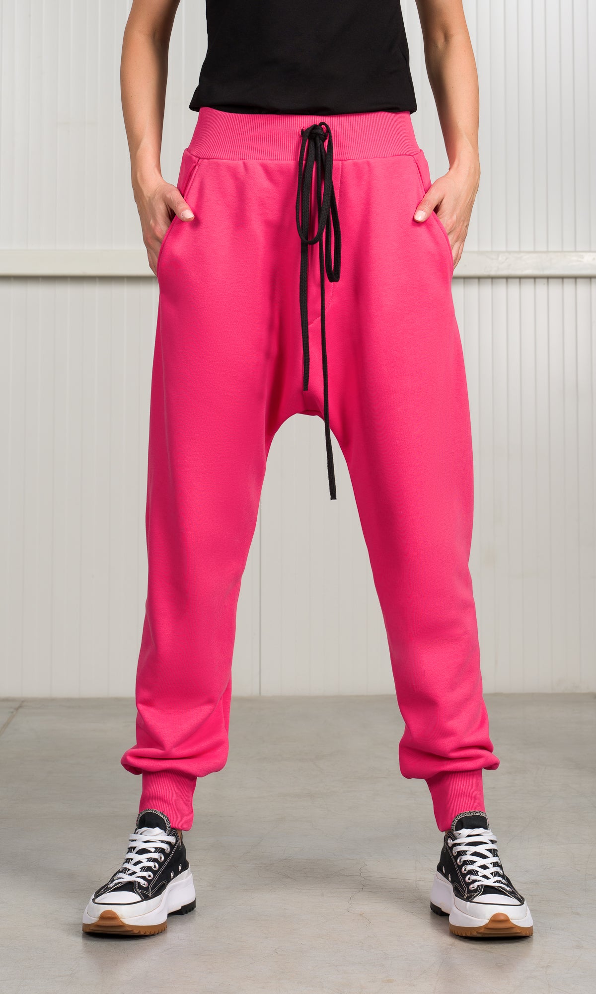 Cuffed Joggers With Ribbed Details - AAKASHA