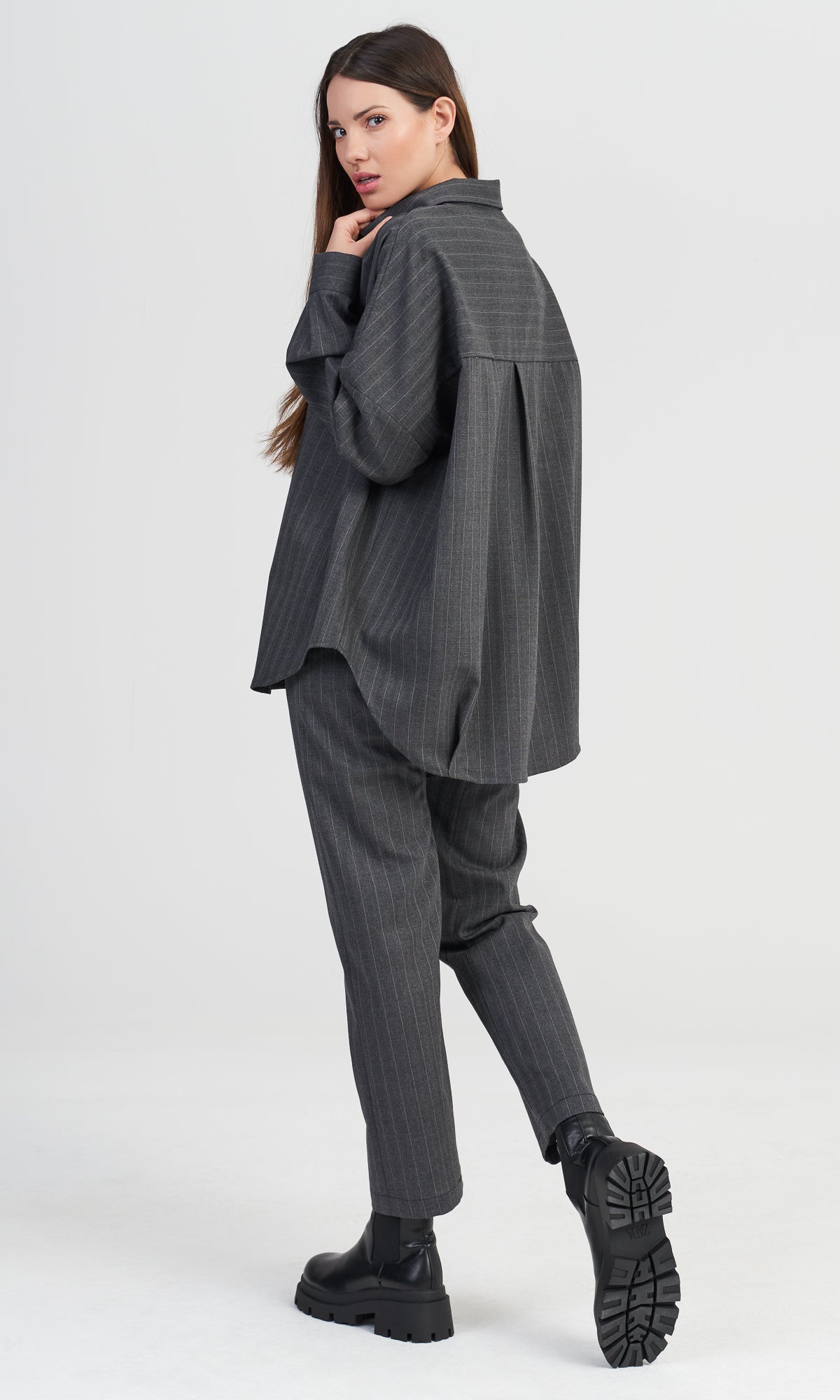 Grey Chalk Stripe Shirt