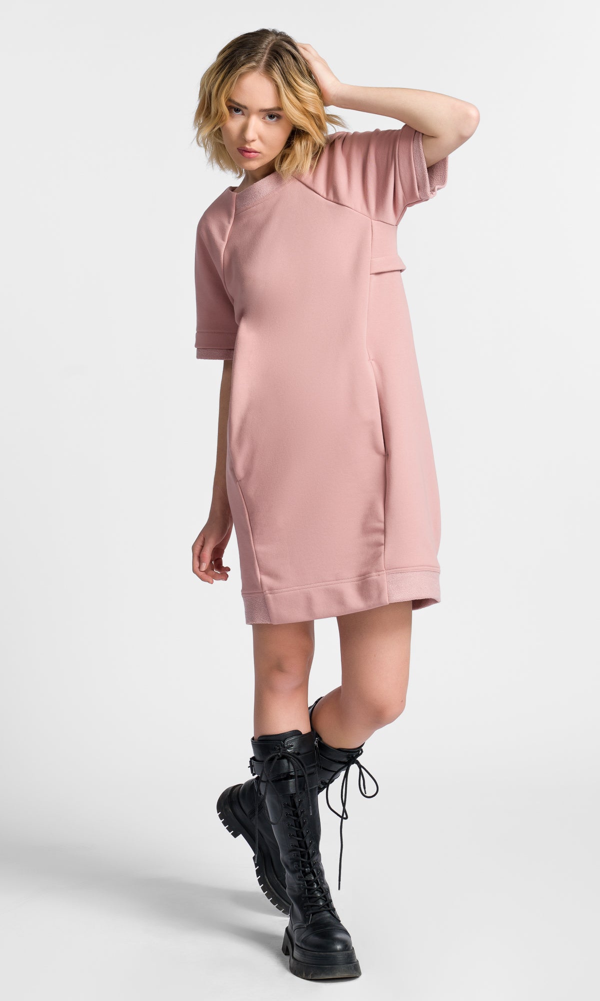 Short Sleeved Sweatshirt Dress - AAKASHA