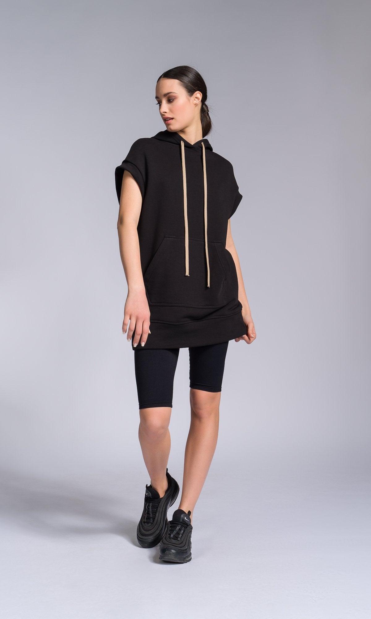 Drop Shoulder Sleeveless Hoodie - AAKASHA