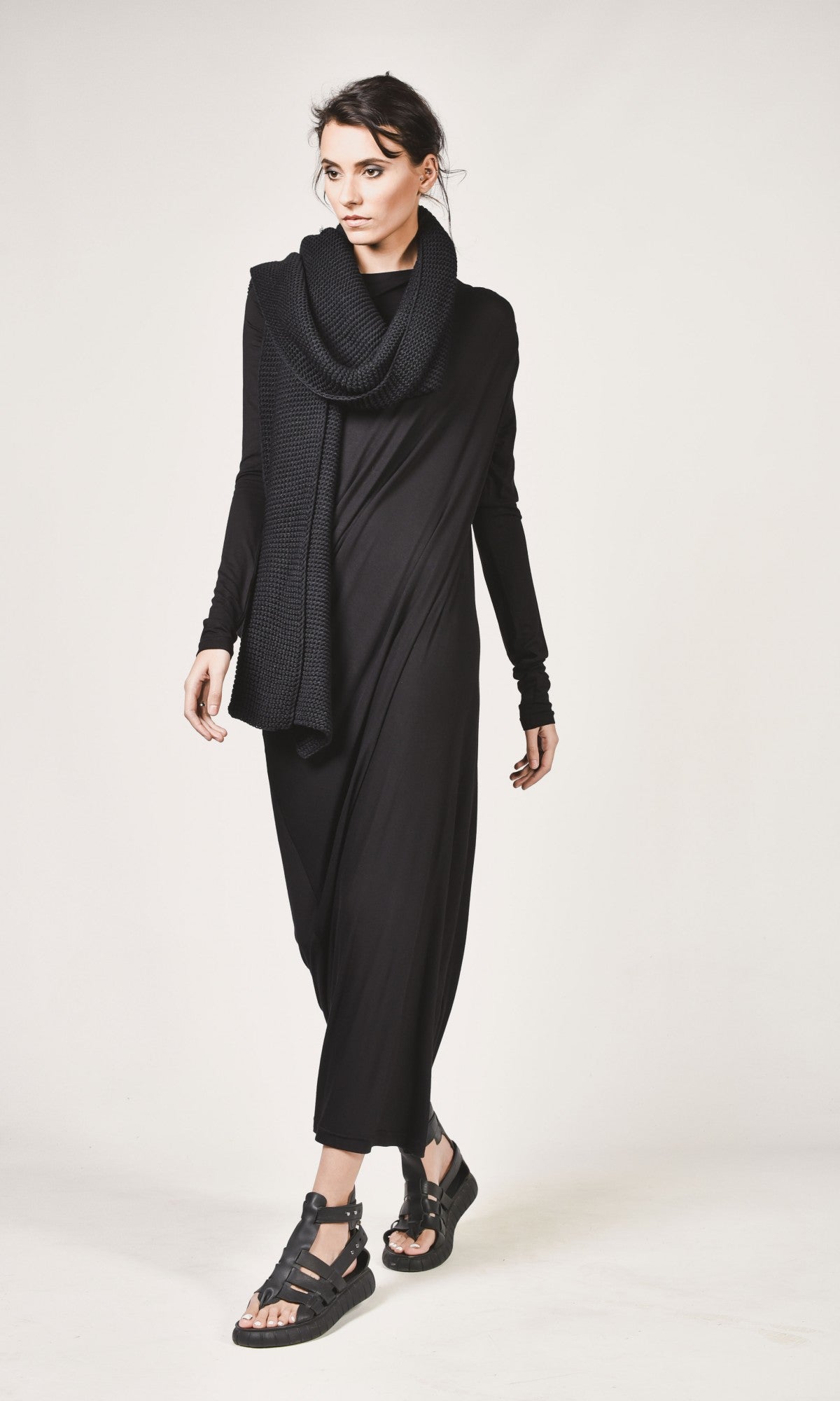 Long Asymmetric Draped Dress - AAKASHA