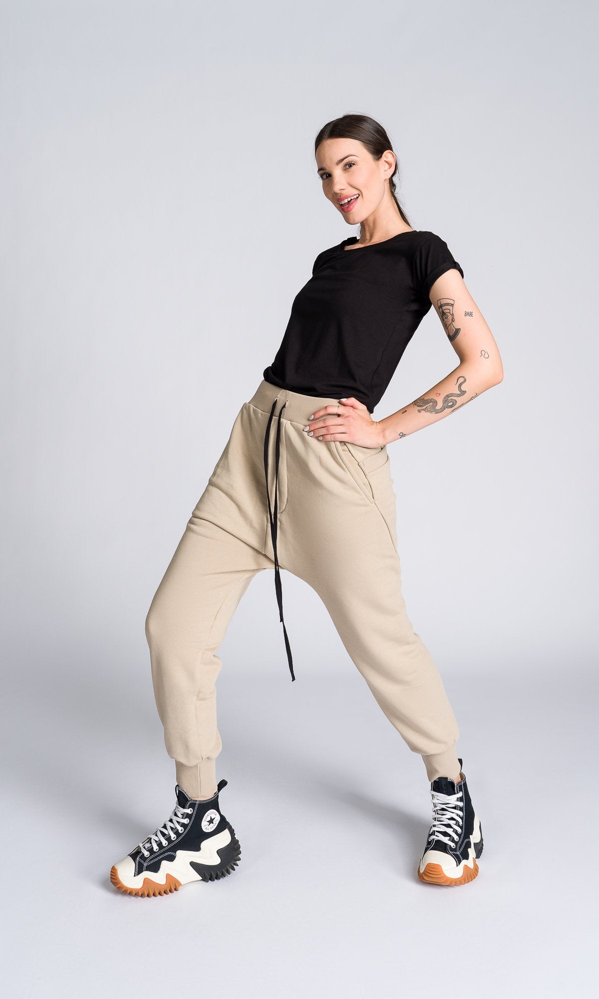 Cuffed Joggers With Ribbed Details - AAKASHA