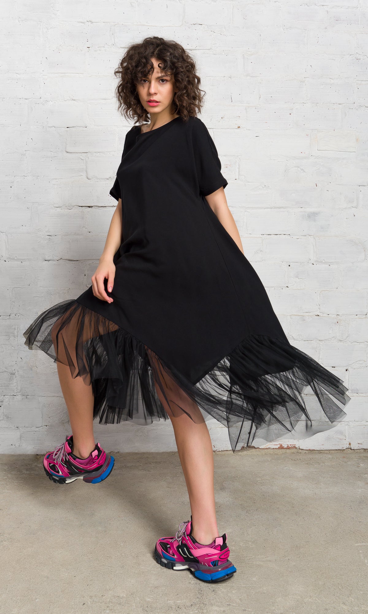 Oversized Tulle Hem Dress - AAKASHA