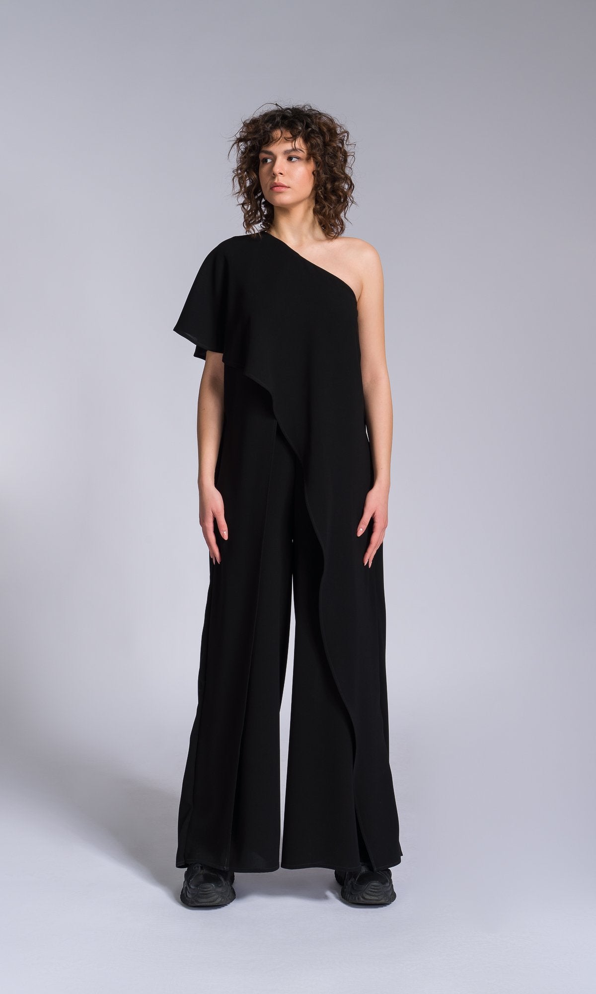 One Shoulder Flare Jumpsuit - AAKASHA