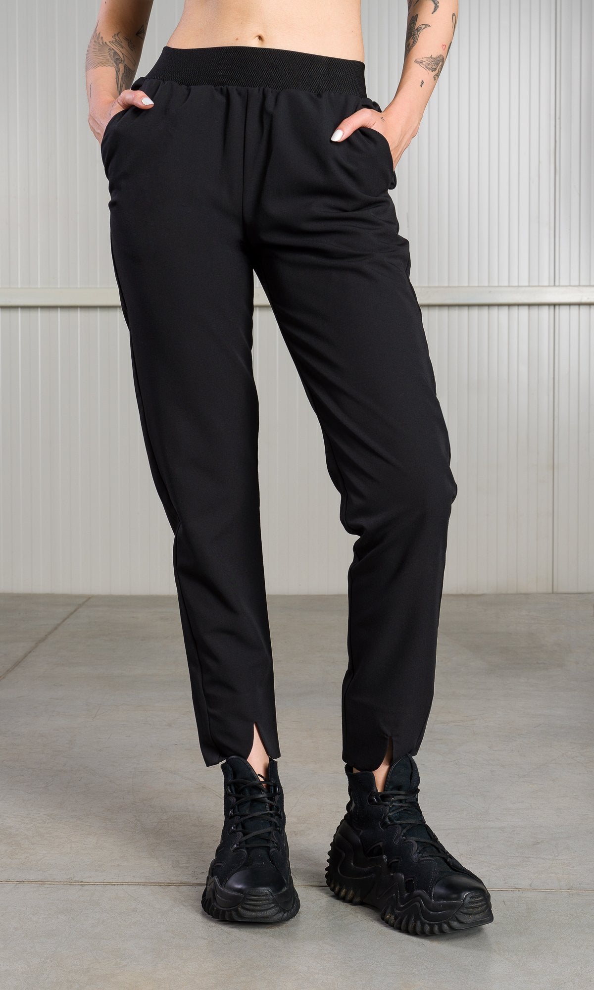 Cropped Pants with Front Slits - AAKASHA