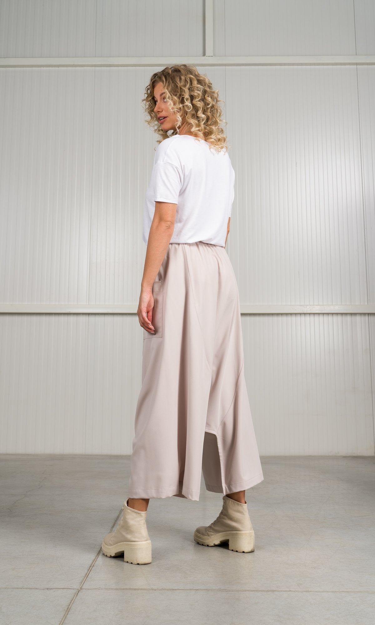 Deep Drop Crotch Pants with Wide Legs - AAKASHA