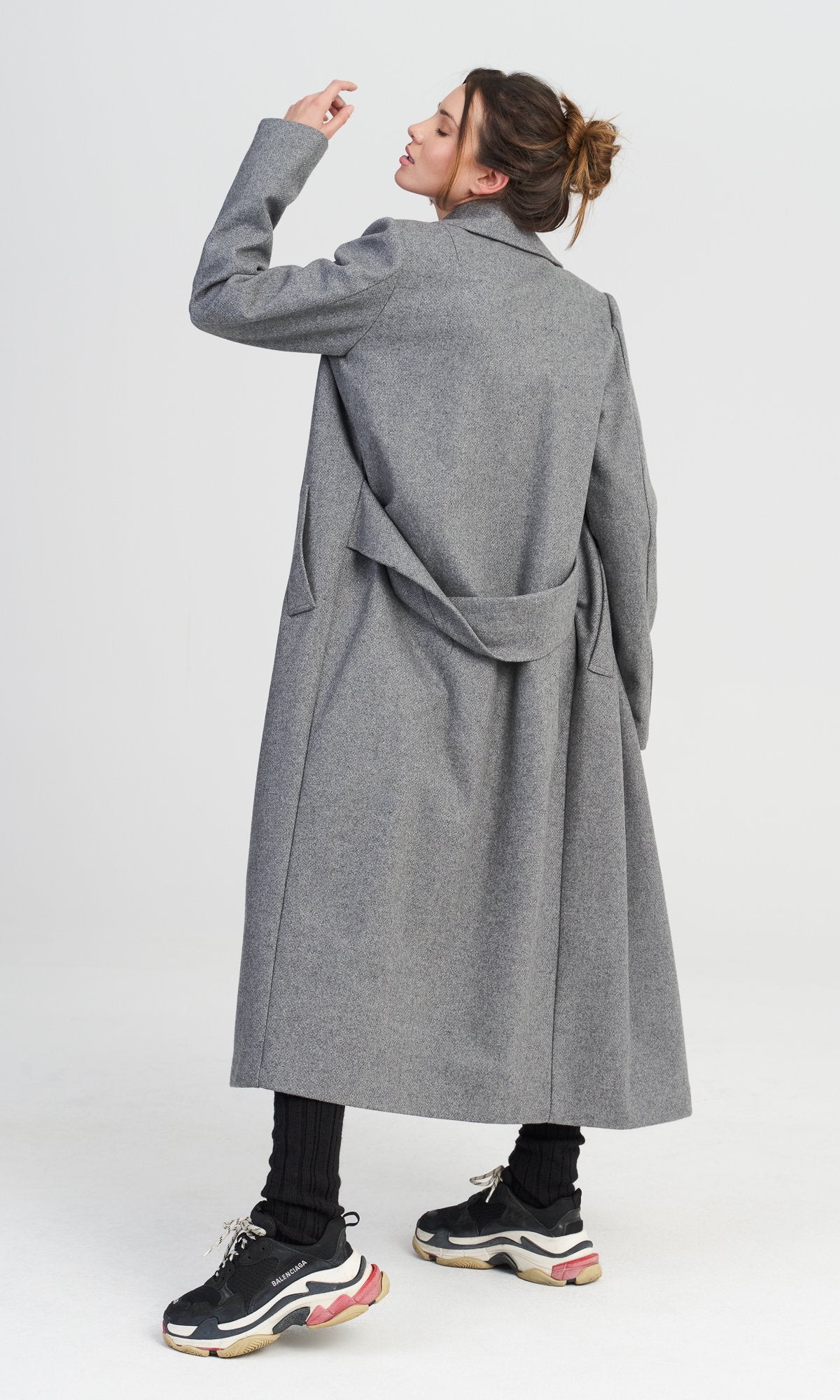 Double Breasted Wool Blend Coat