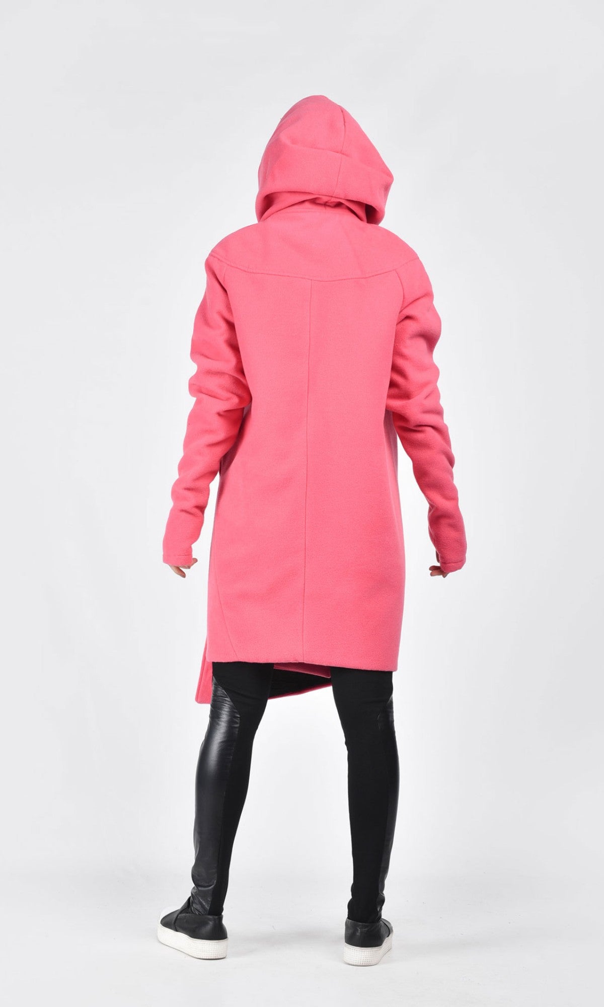 Asymmetric Extravagant Cashmere Hooded Coat  A07198