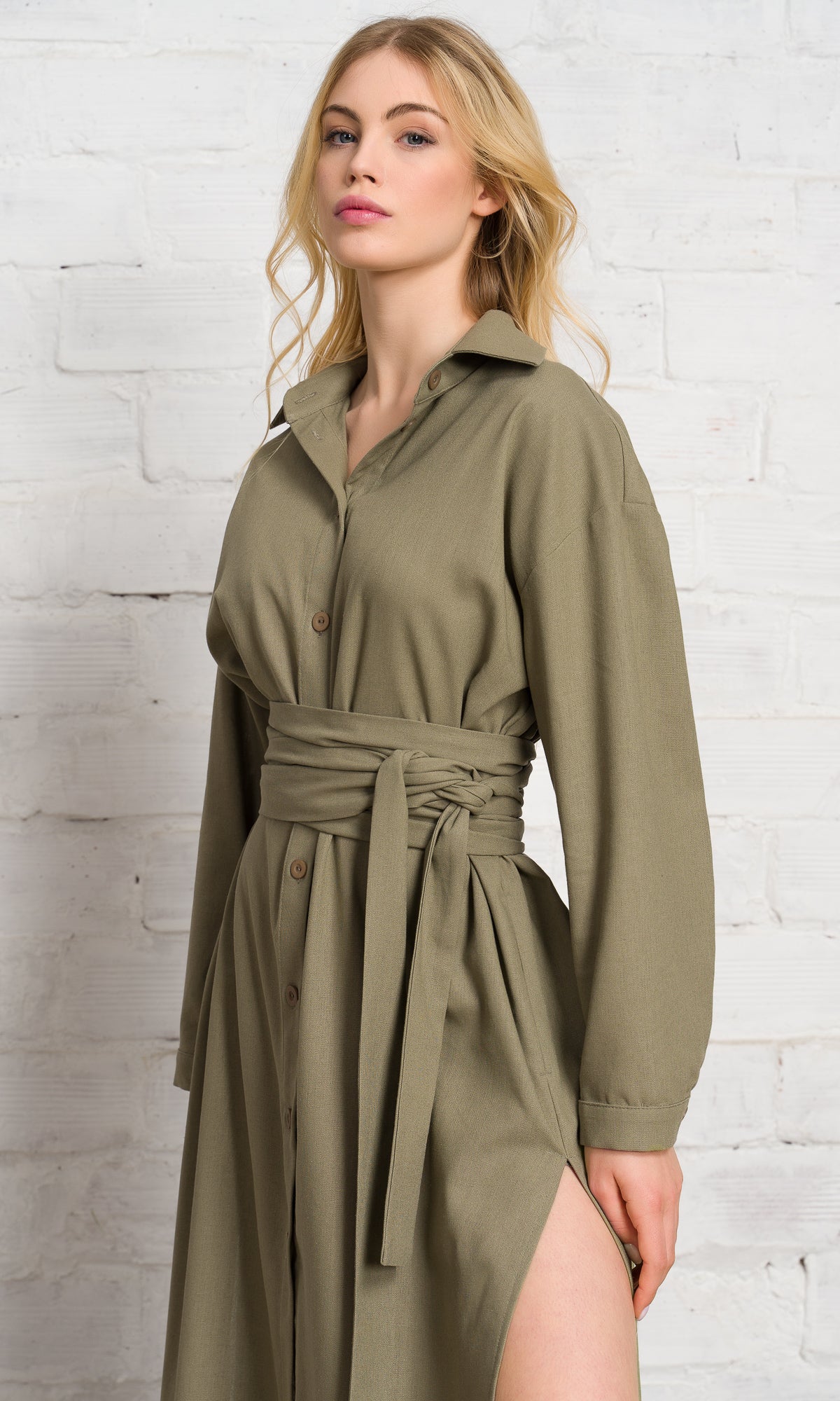 Linen Kimono Shirt Dress