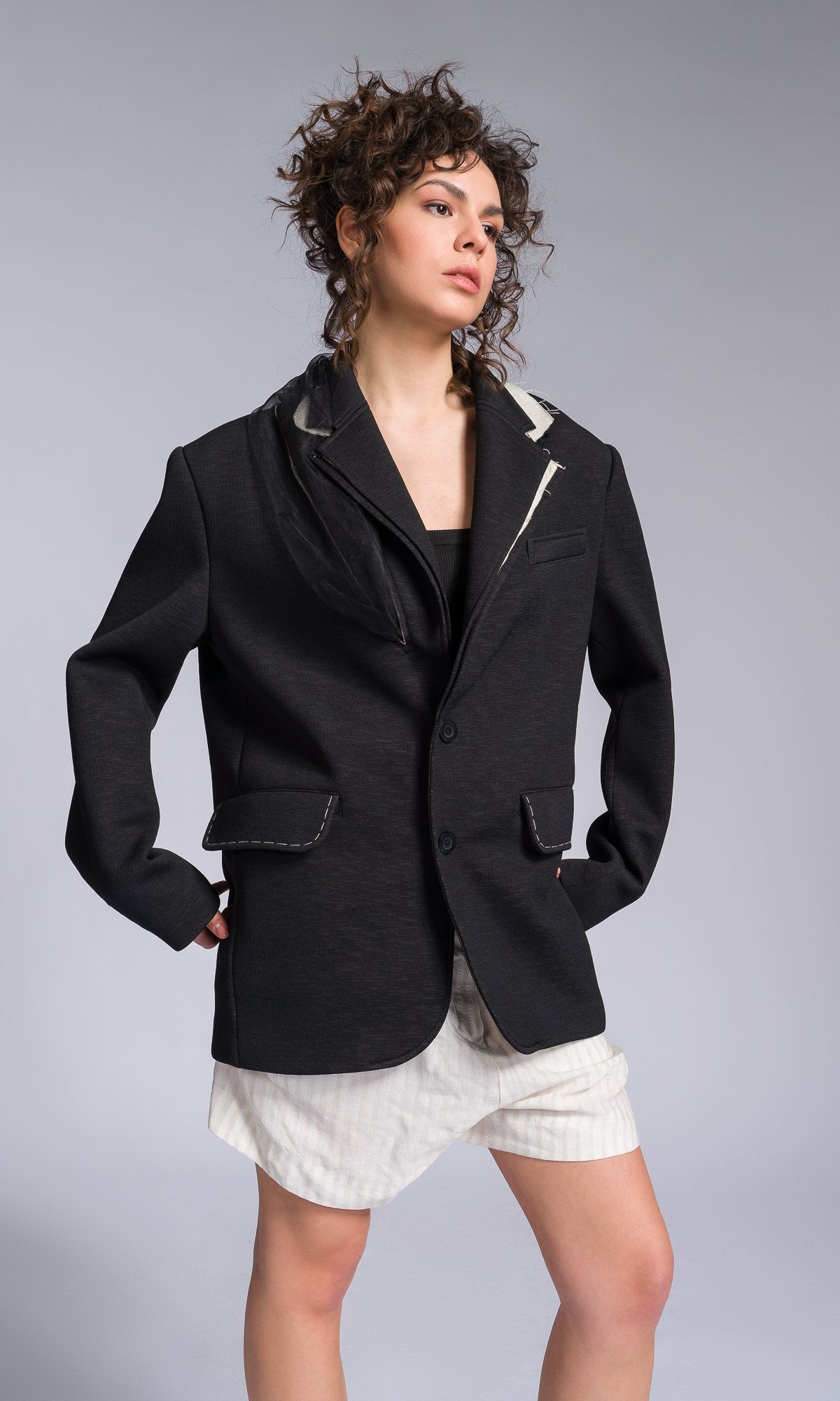 Masculine-cut Blazer with Contrasting Details