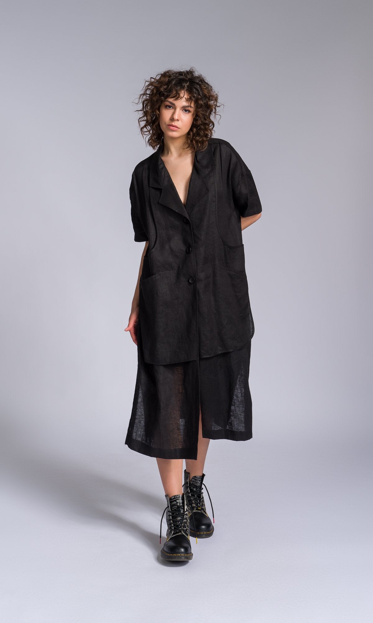 Linen Apron Tunic Shirt - AAKASHA