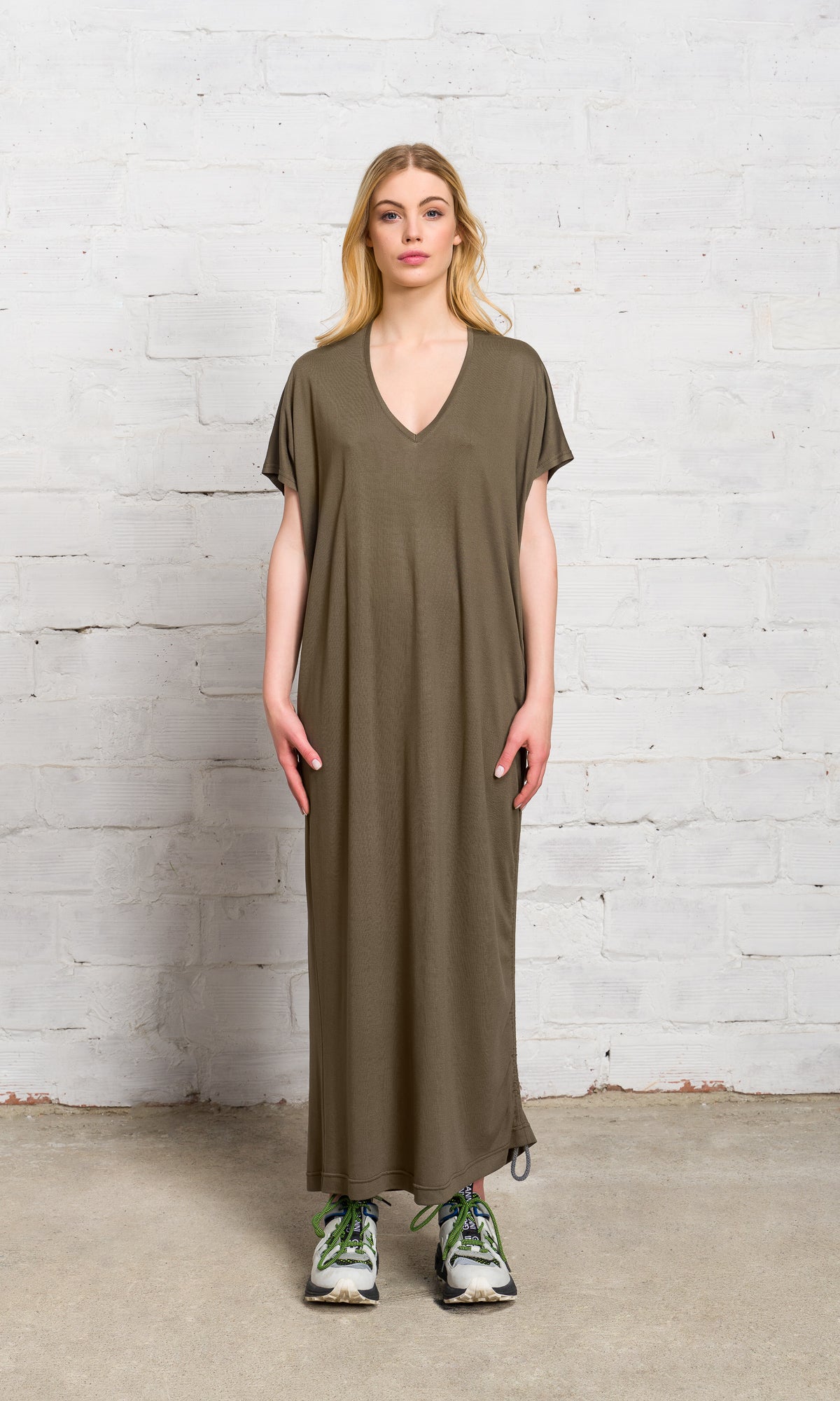 Casual Maxi Dress with Adjustable Drawstring - AAKASHA