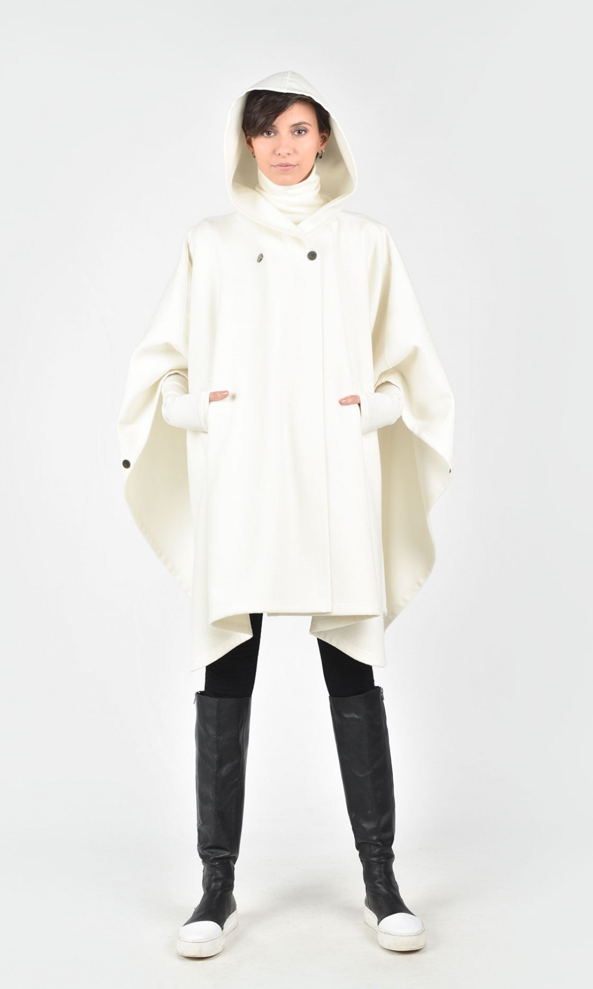 Hooded Cashmere Poncho Coat