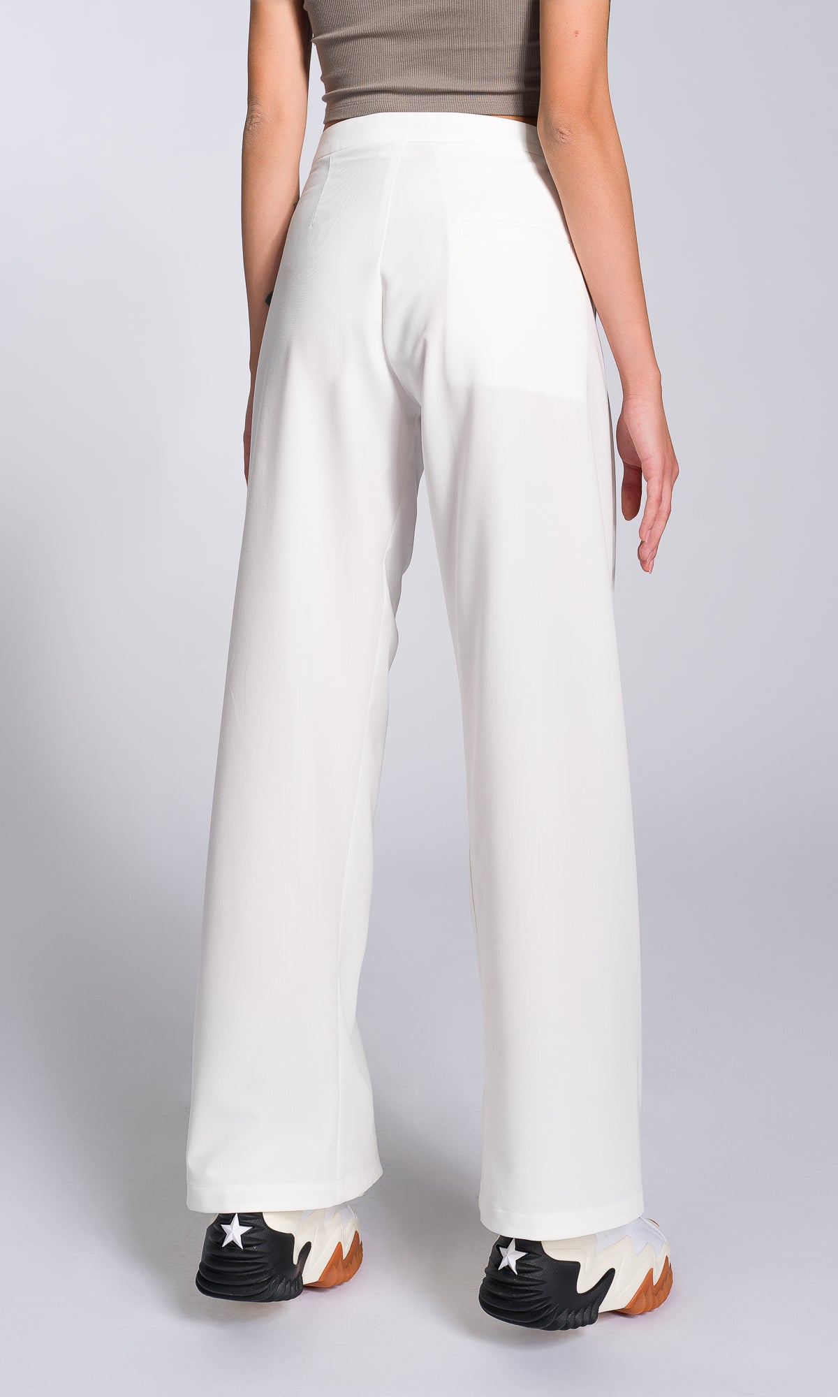 Two-piece Set of Asymmetric Buttoned Blazer and Wide Leg Pants