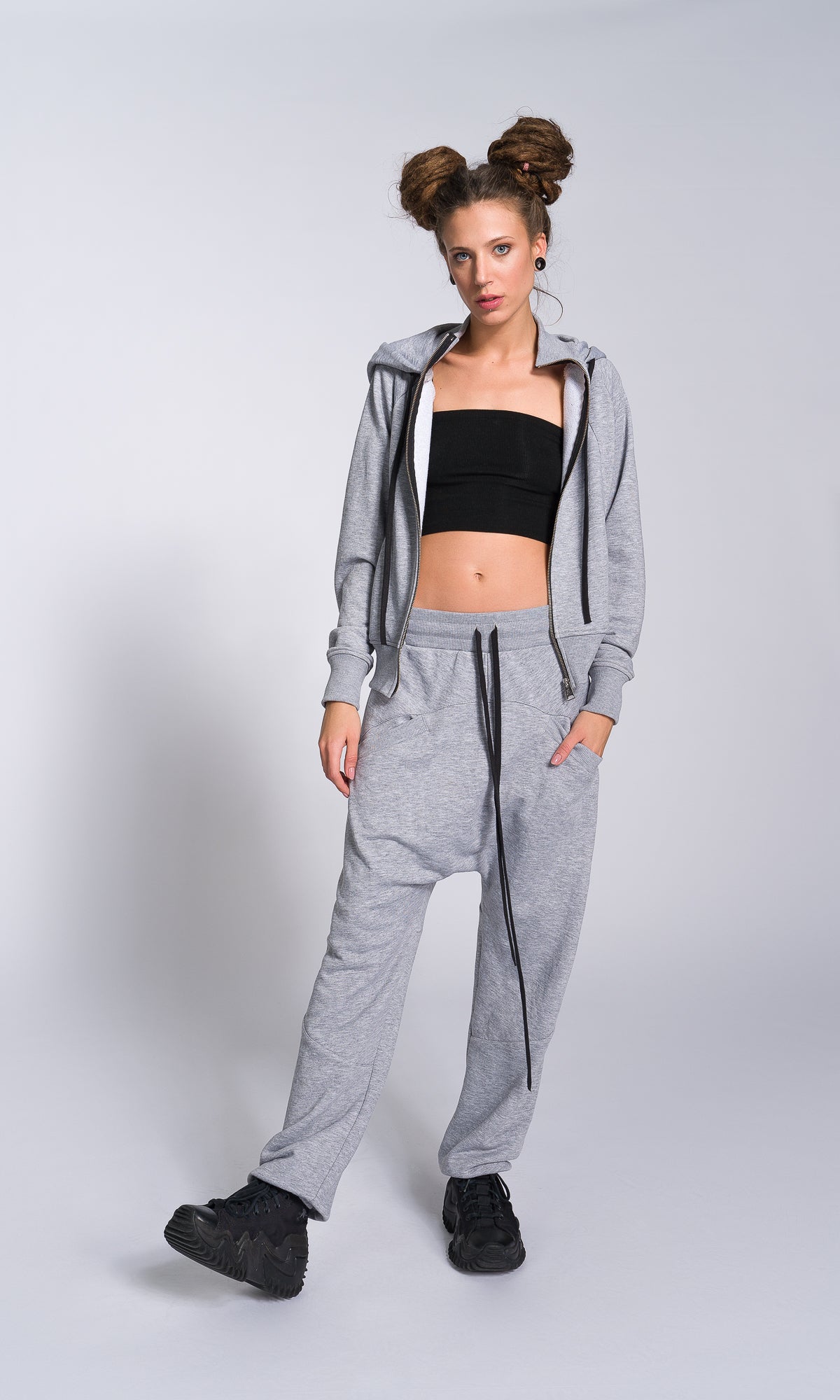 Relaxed Fit Drop Crotch Sweatpants - AAKASHA