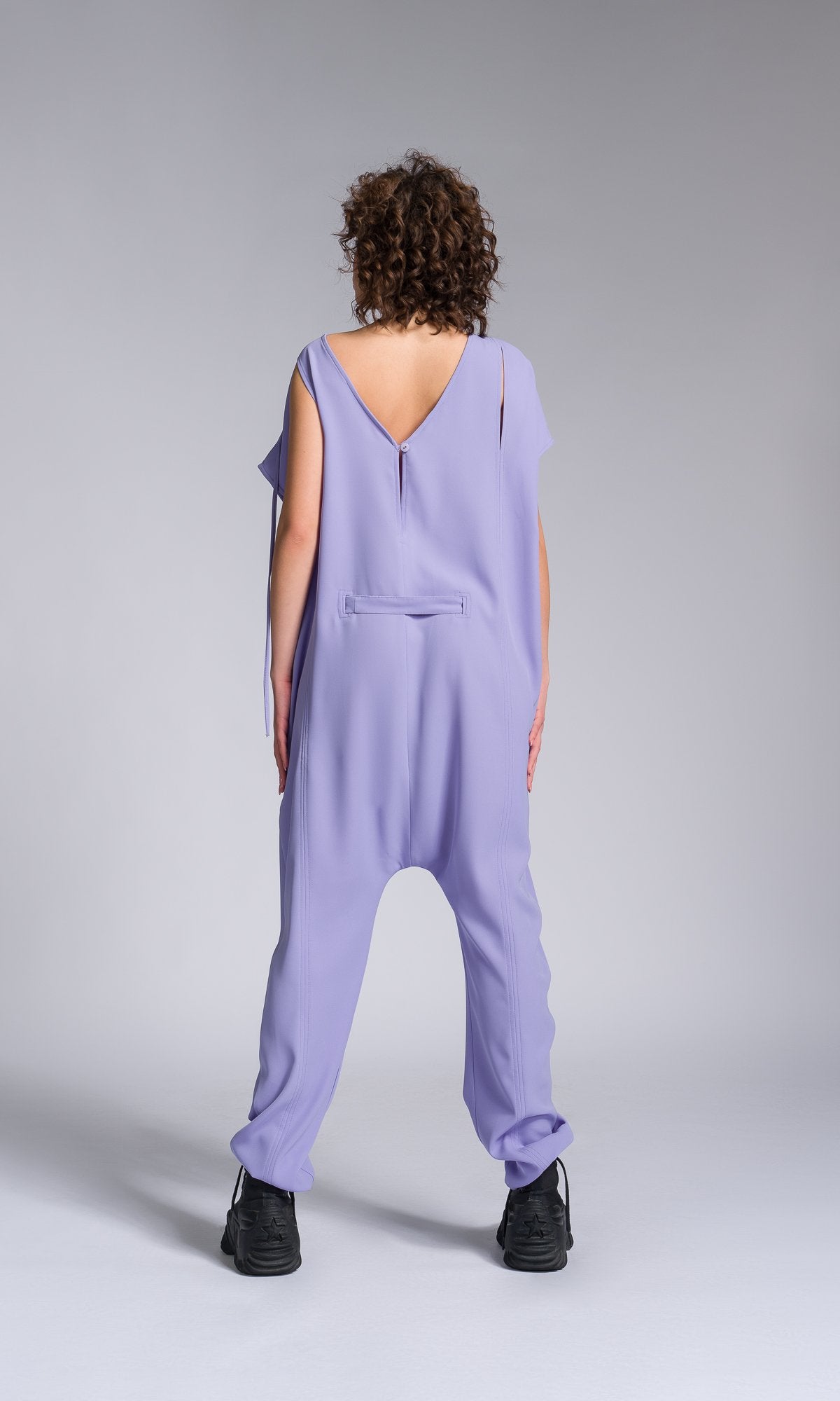 Drop Crotch Jumpsuit with Adjustable Belt - AAKASHA