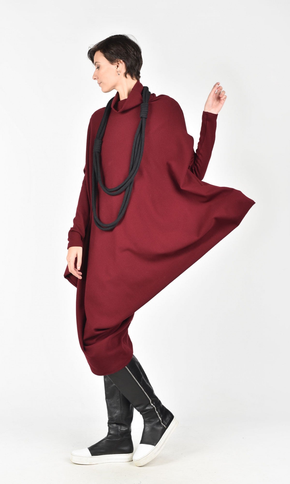 Asymmetric Knit Tunic Dress - AAKASHA