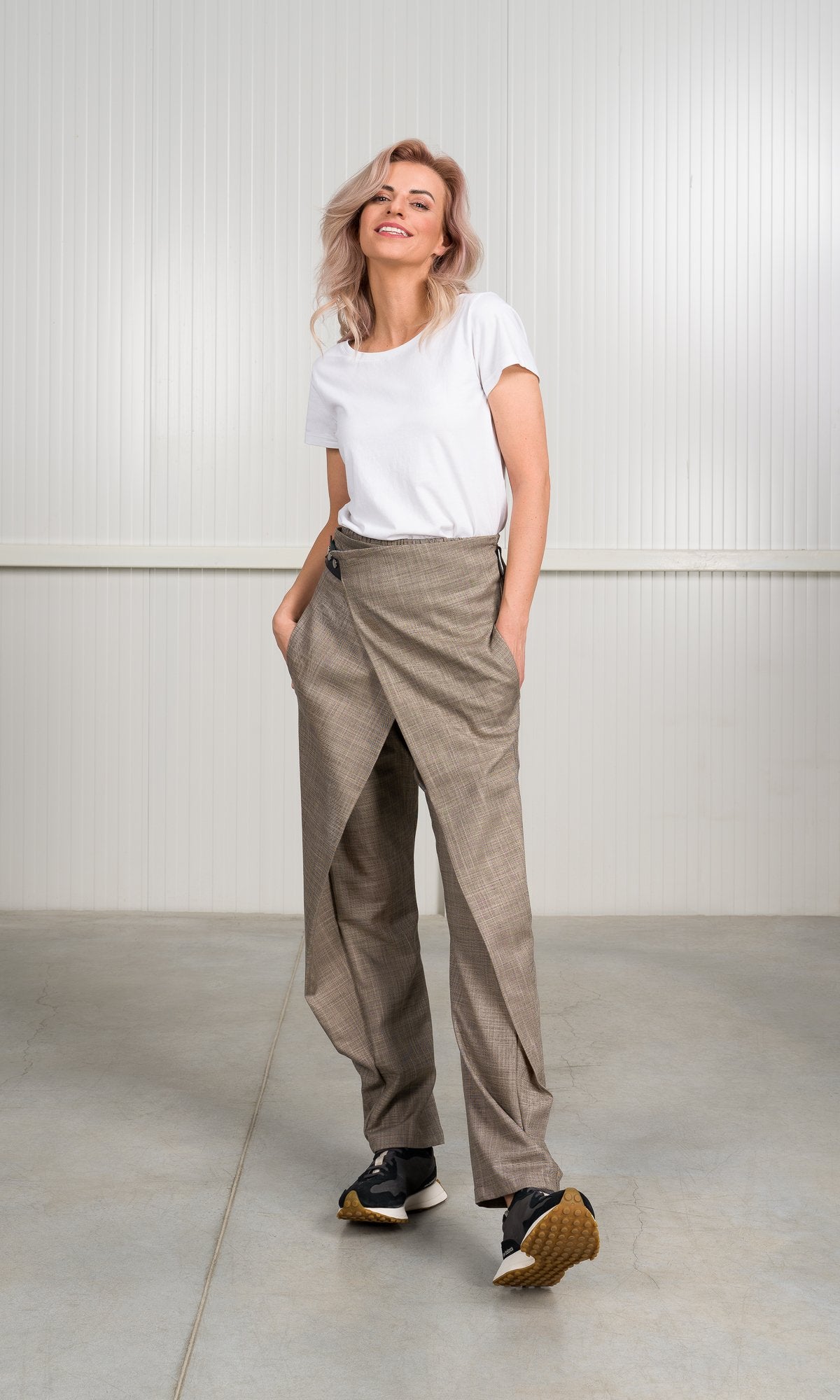 Plain Weave Pants with Overlap Front - AAKASHA