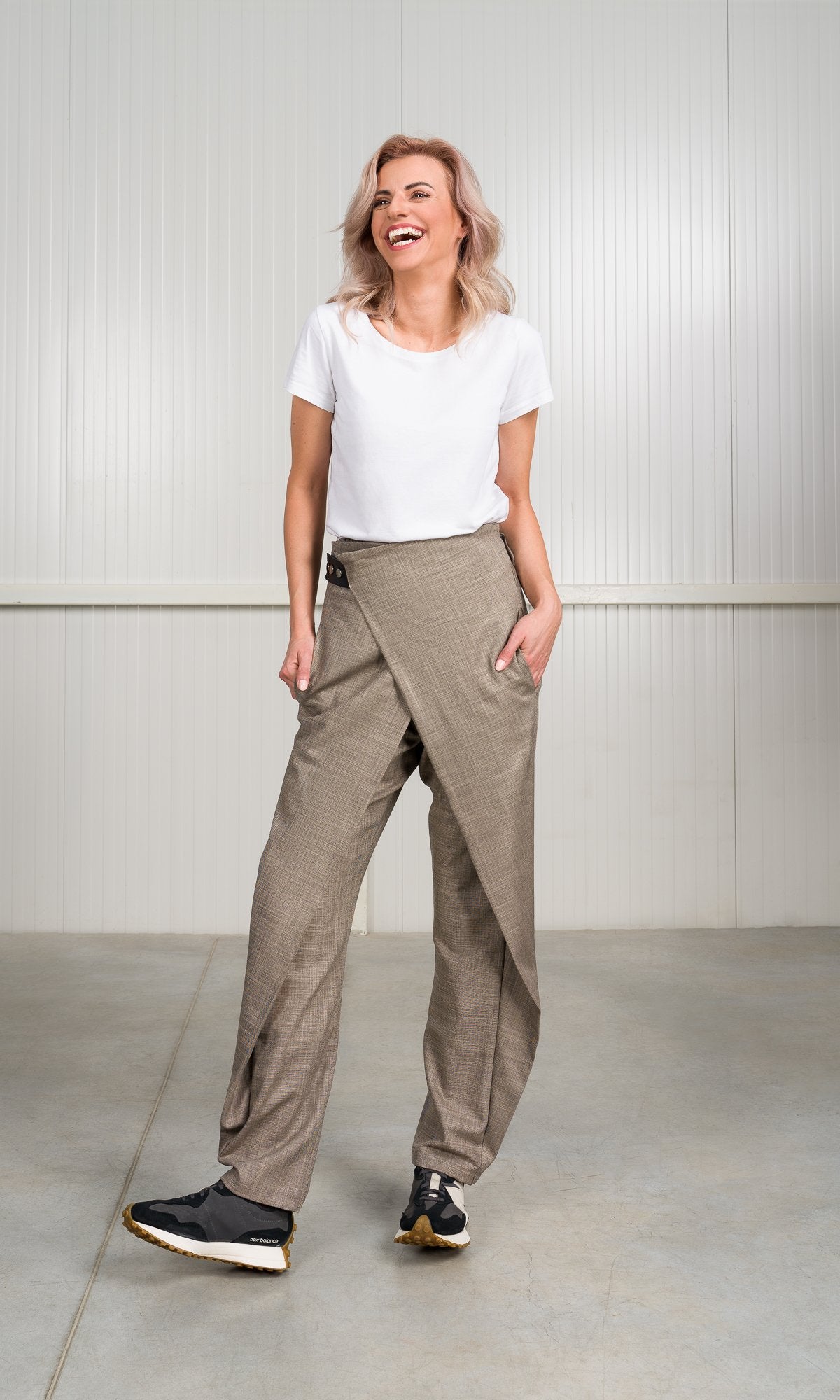 Plain Weave Pants with Overlap Front - AAKASHA