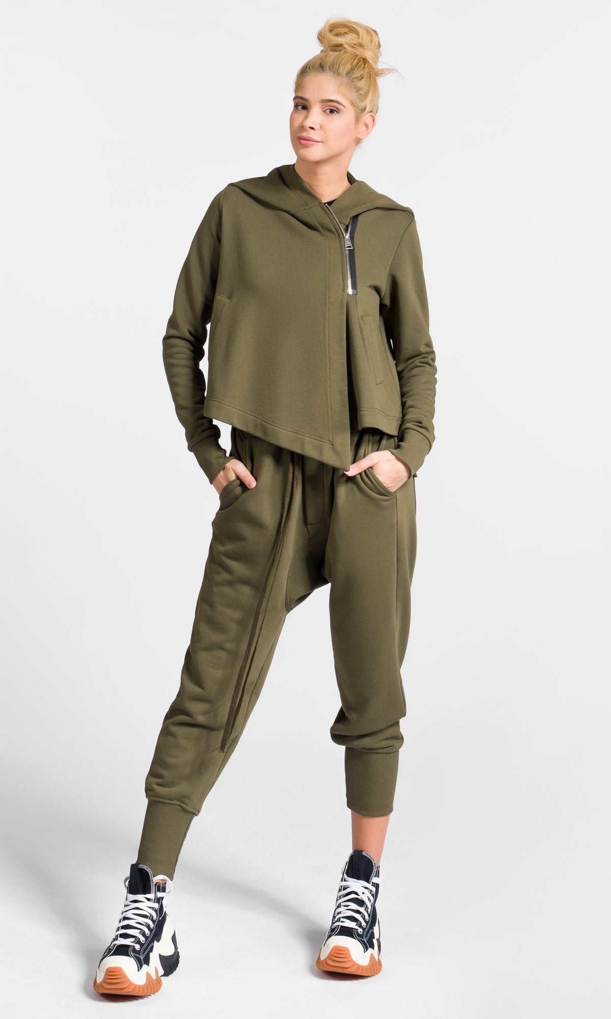 Asymmetric Sweatshirt with Large Hood