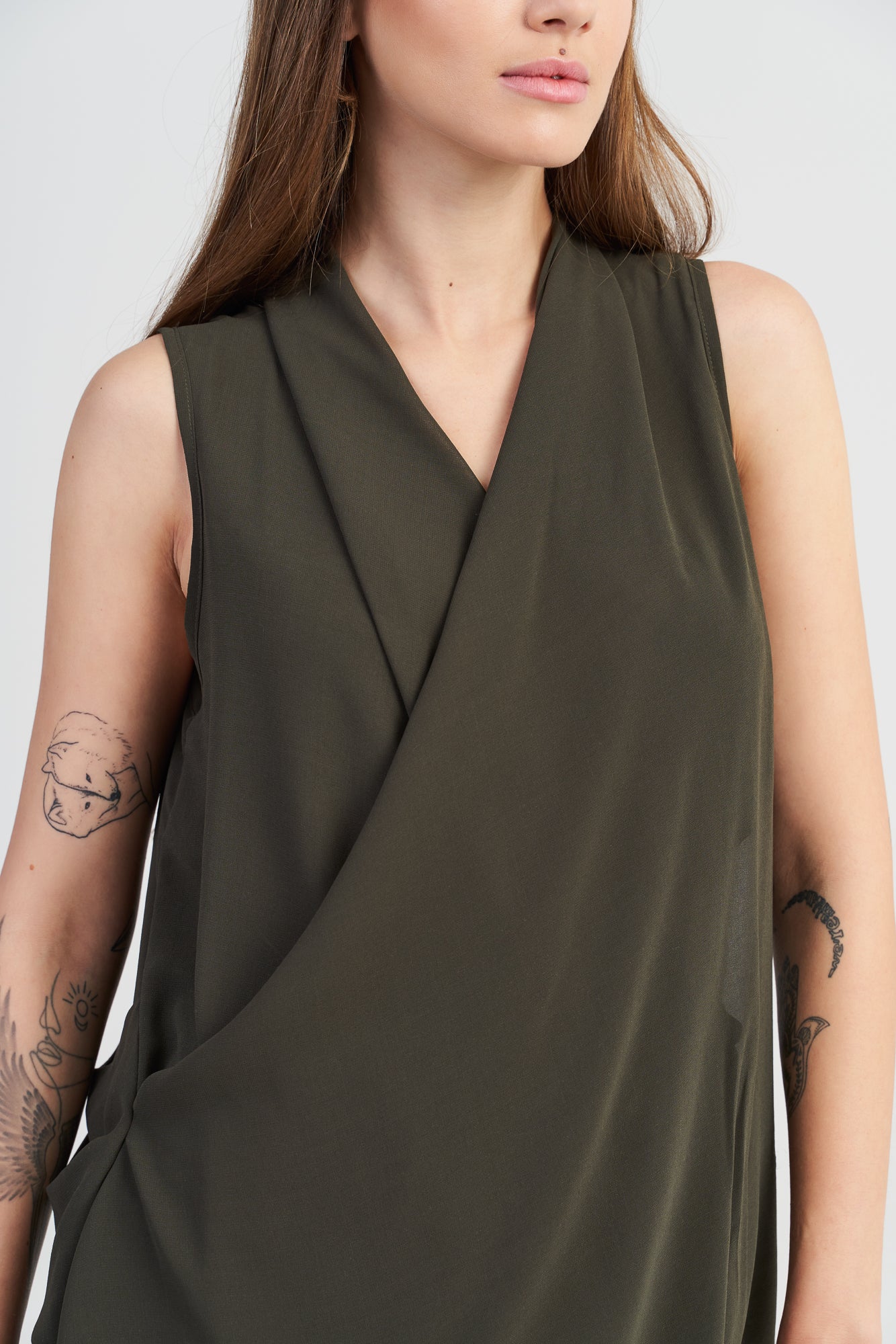 Sleeveless Top with Draped Back - AAKASHA