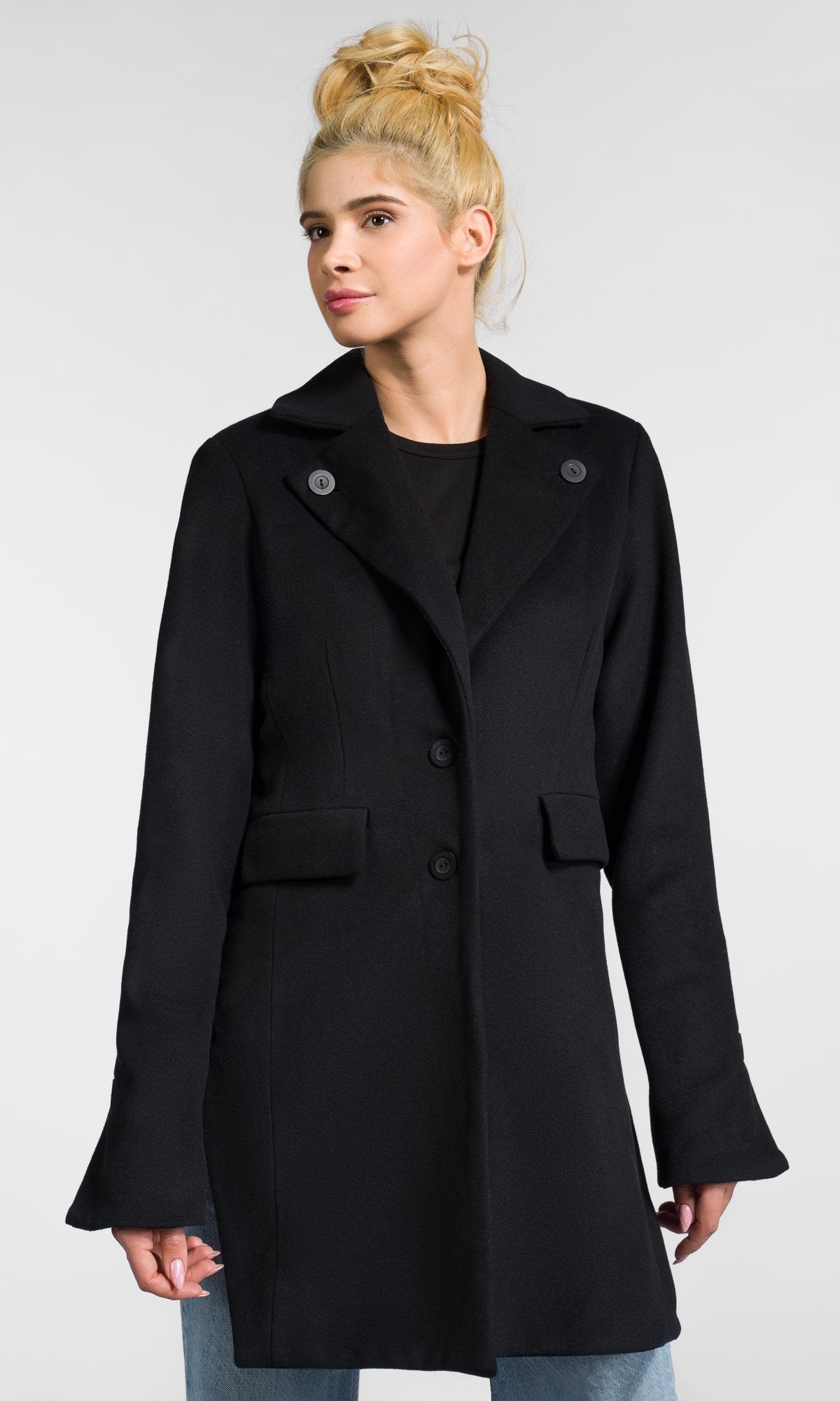 Aakasha Asymmetric Wool Blend Coat Women’s Size 2024 XL Black