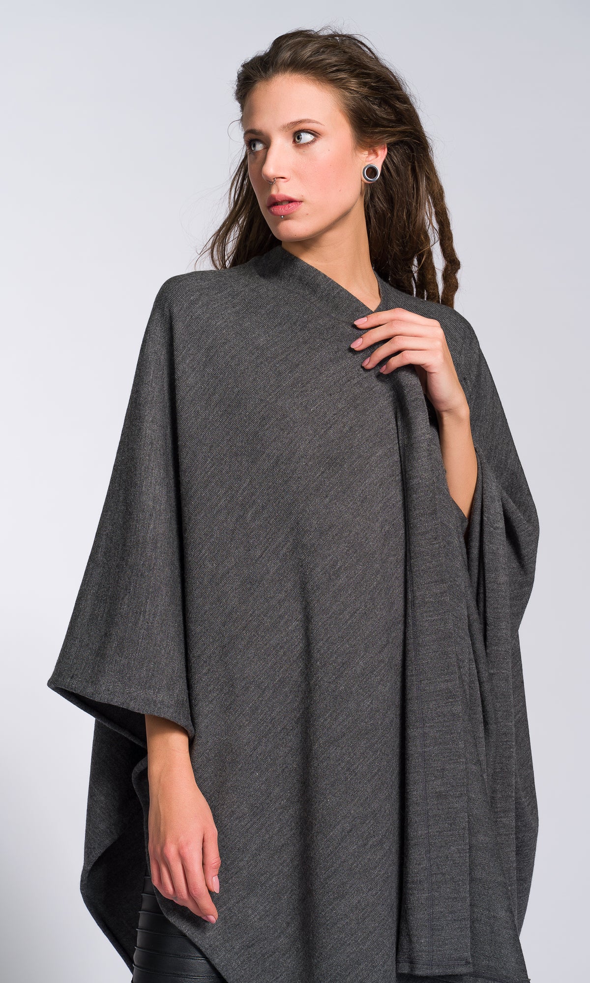 Asymmetric Knit Poncho Cardigan - AAKASHA