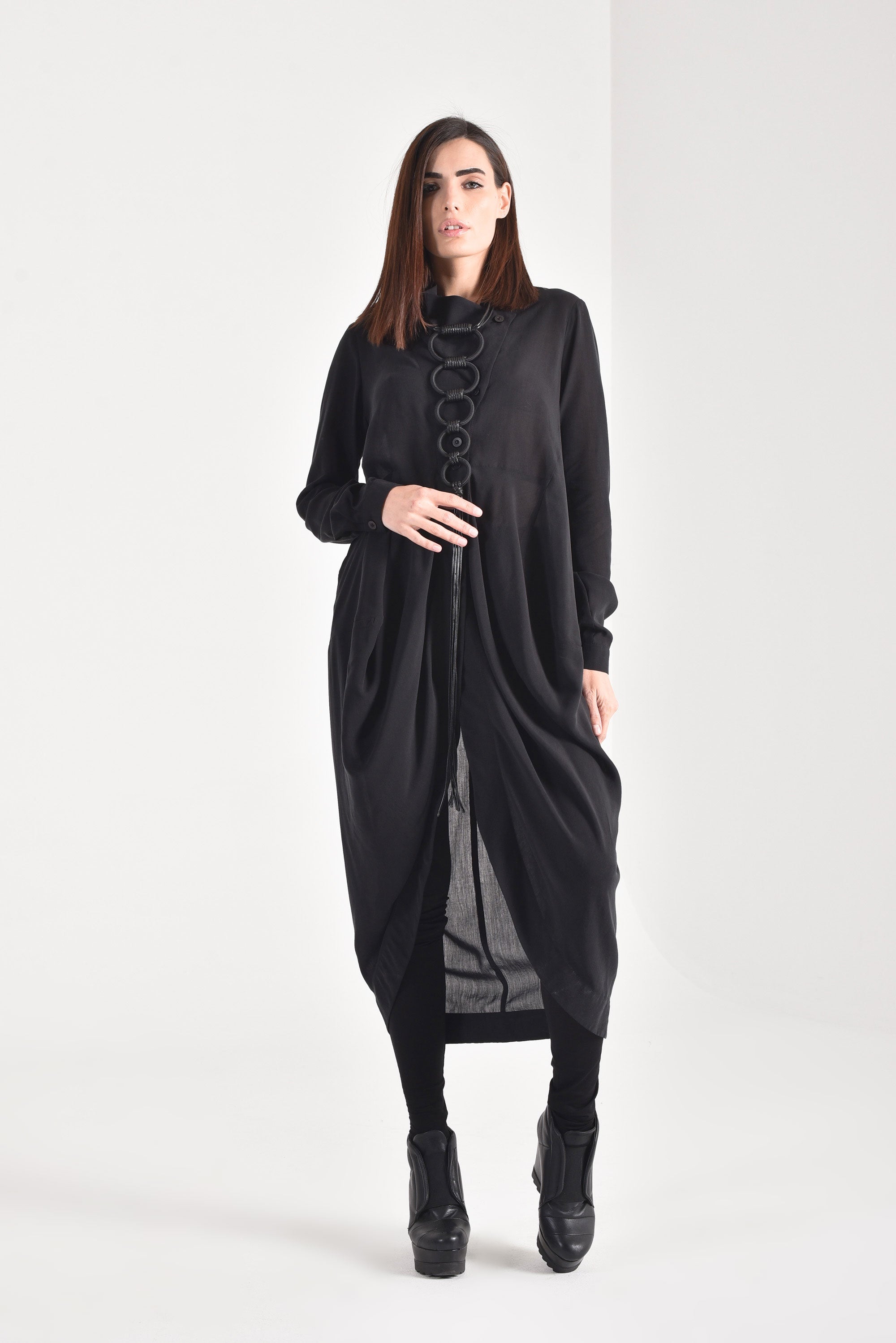 Draped Front Long Shirt - AAKASHA