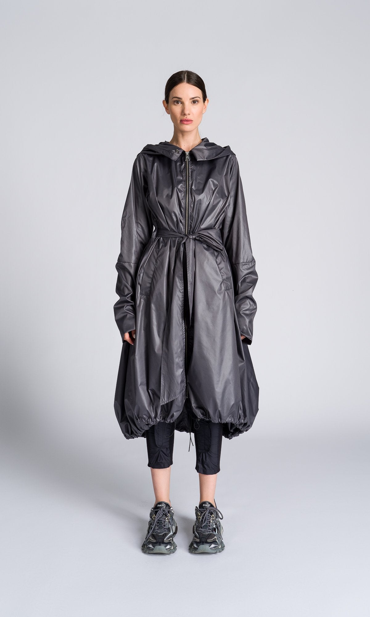 Hooded Raincoat with Belt