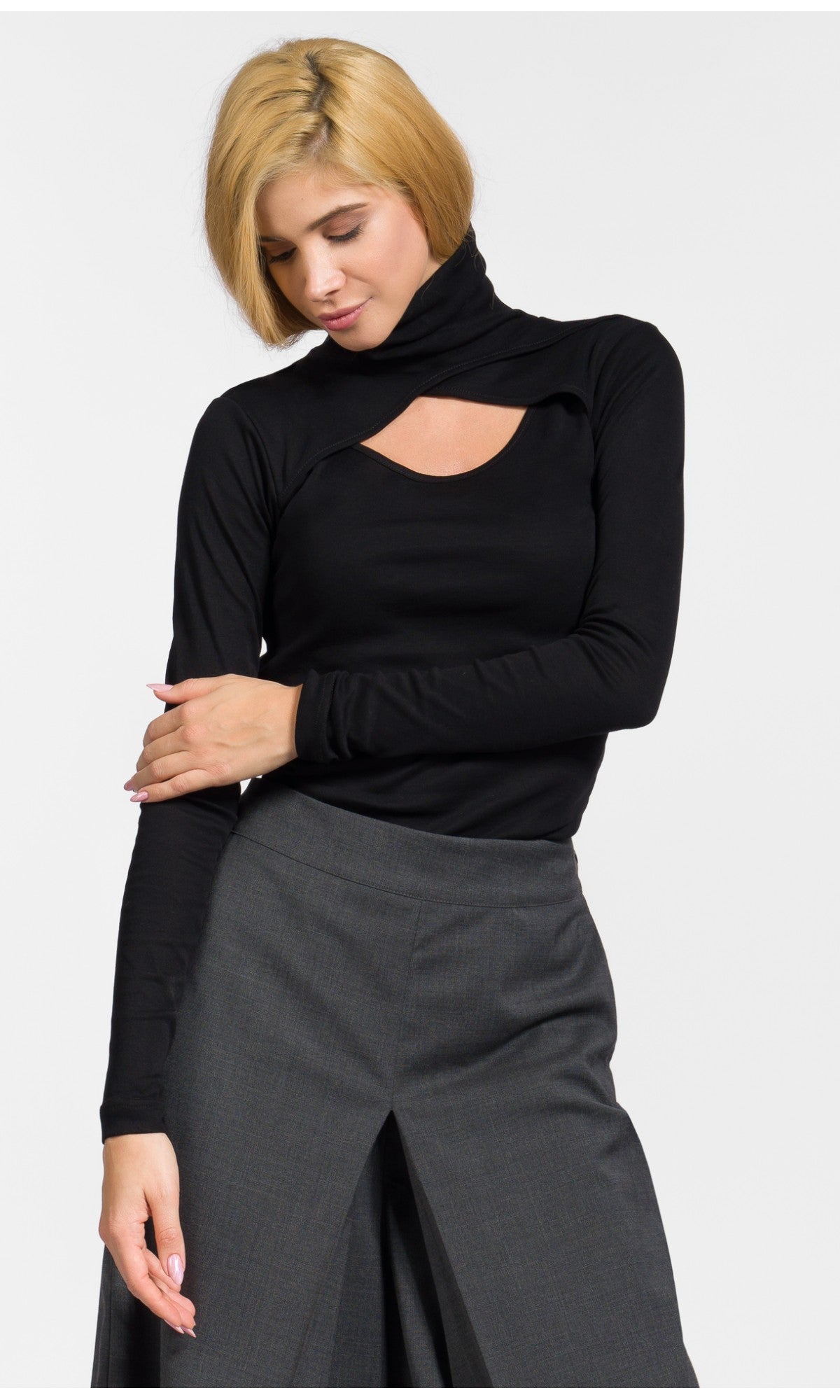 Wrap Turtleneck Cut-Out Top - AAKASHA