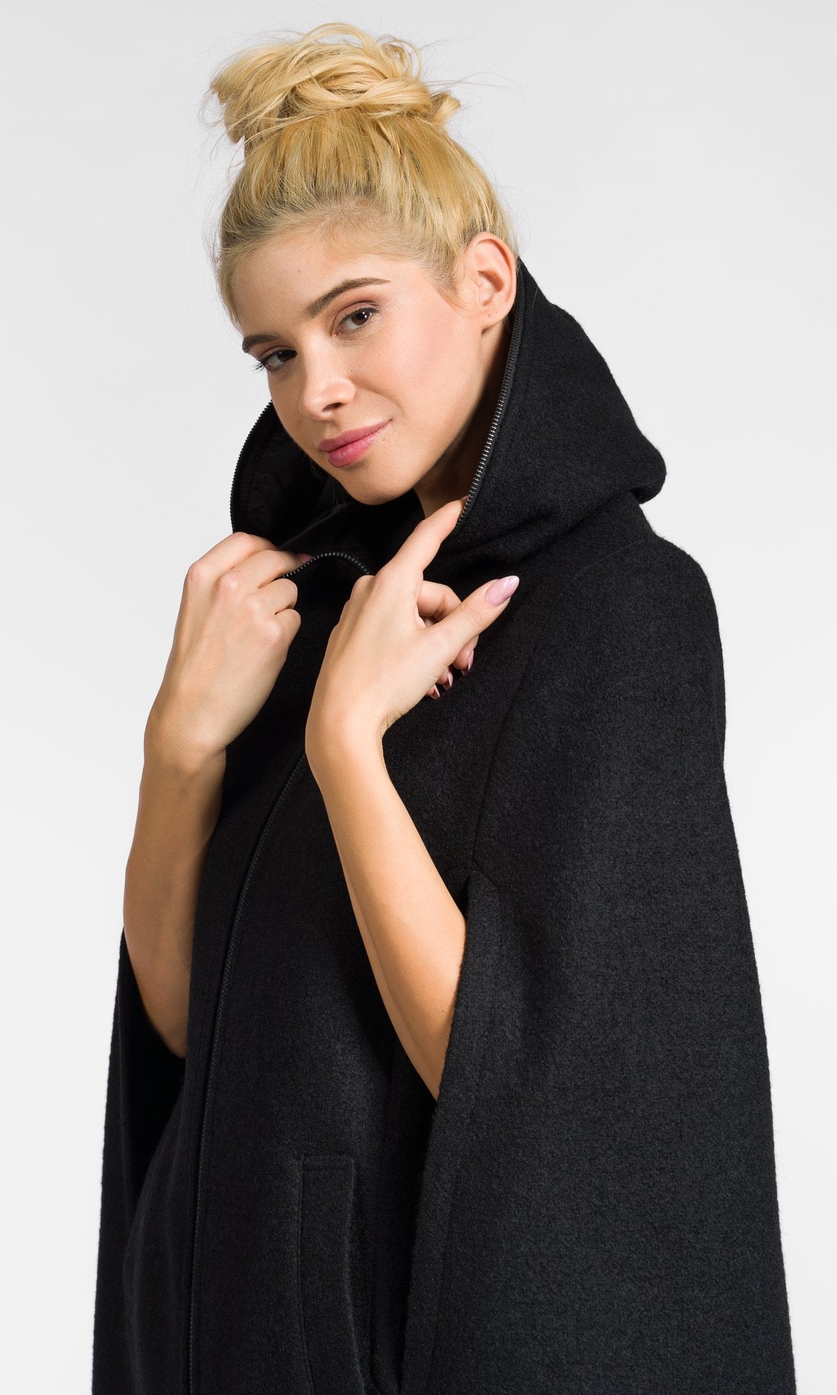 Long Zippered Cape Coat