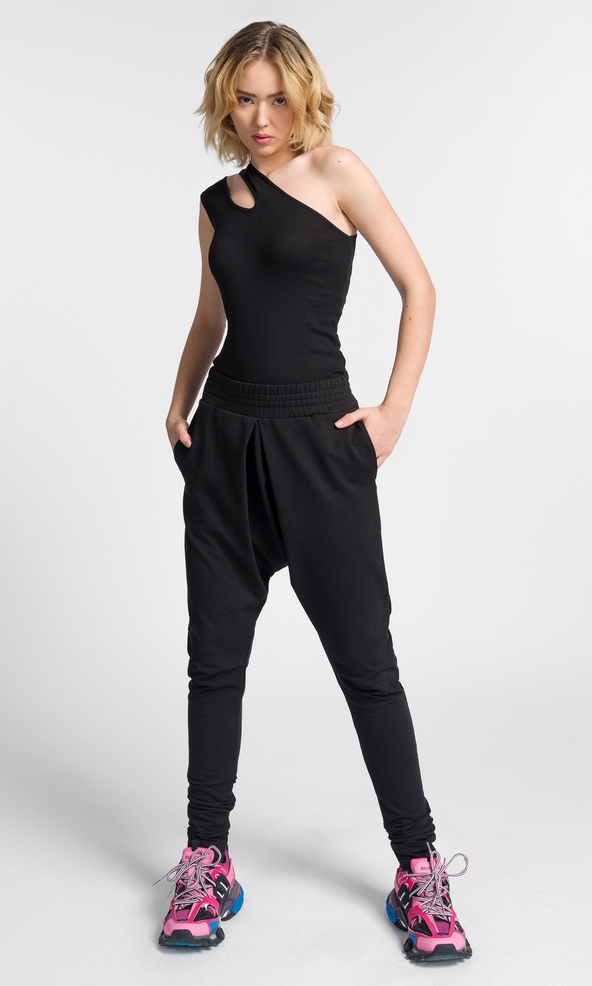 Inverted Pleat Drop Crotch Pants - AAKASHA