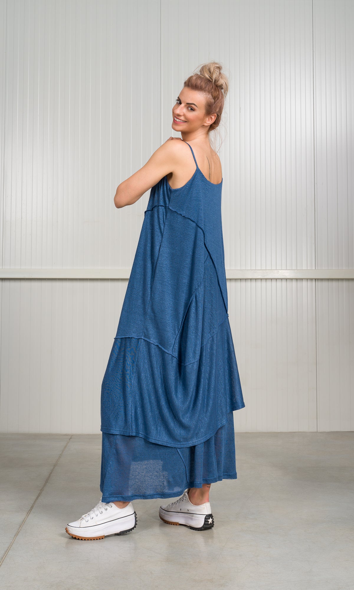 Linen Knit Dress with Seam Details