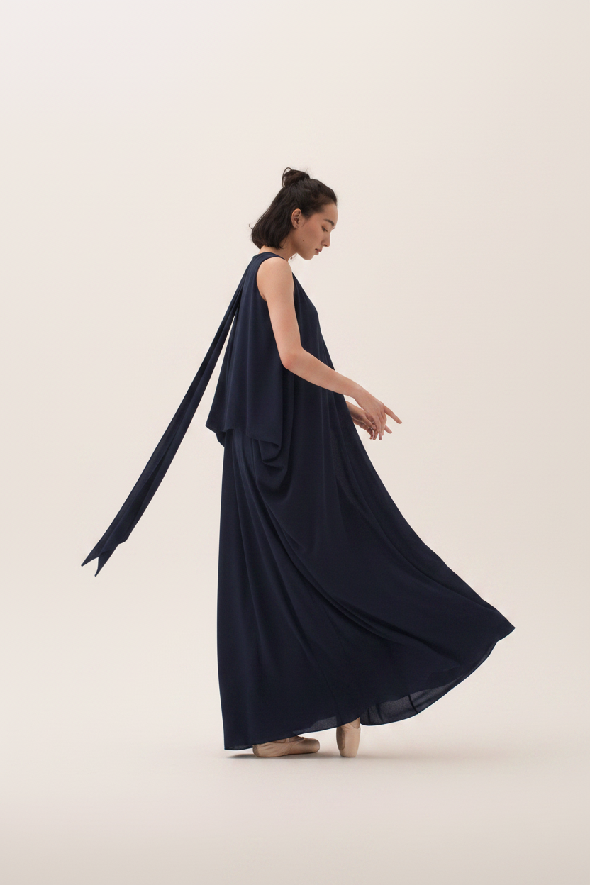 Navy draped dress