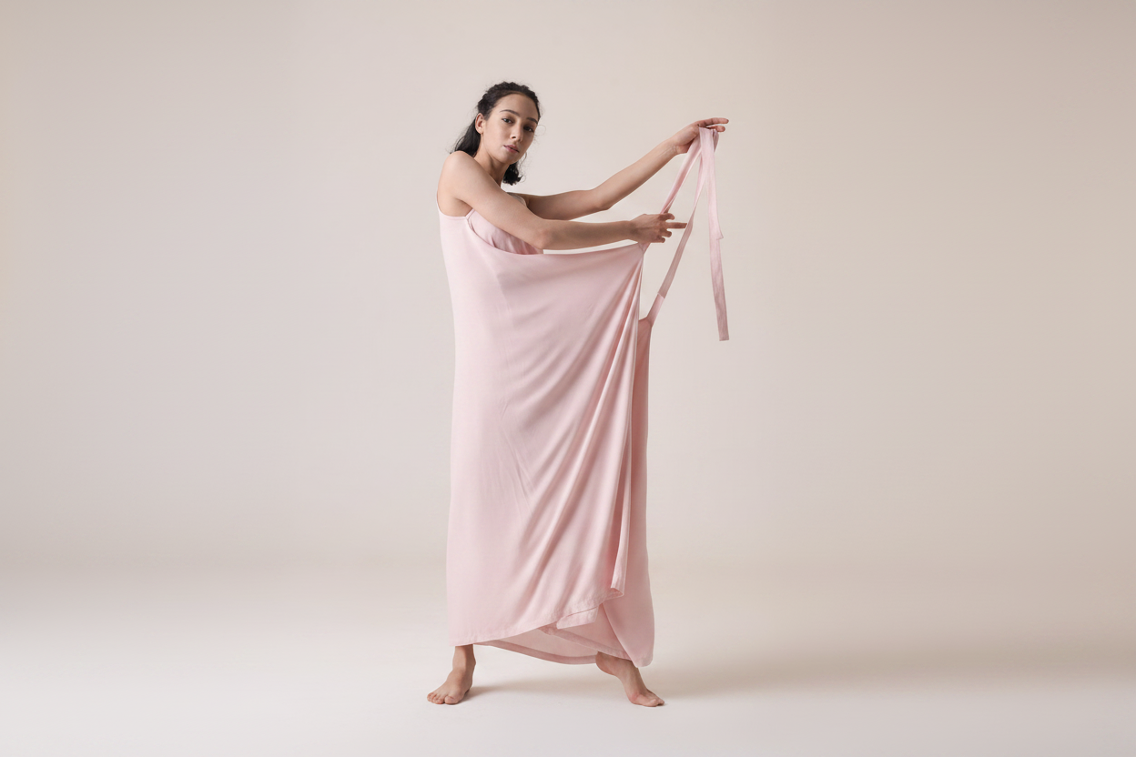 Powder pink draped dress